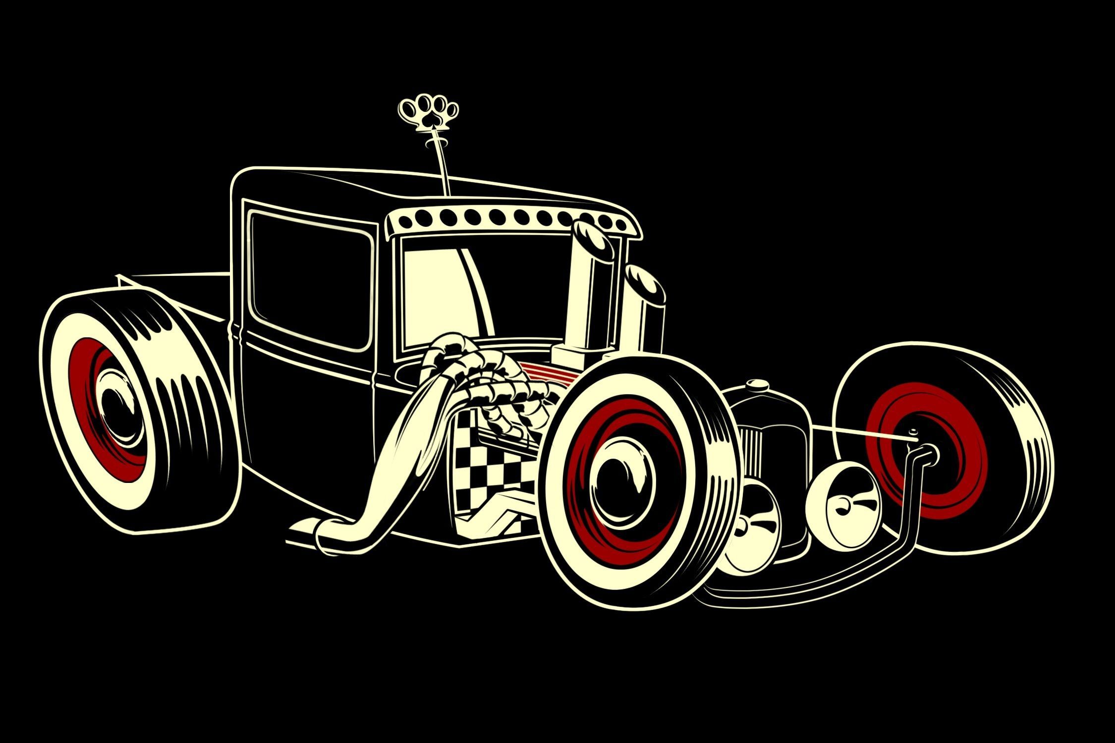 Hot rod cartoon nero e rosso, 2250x1500 2K, Laptop