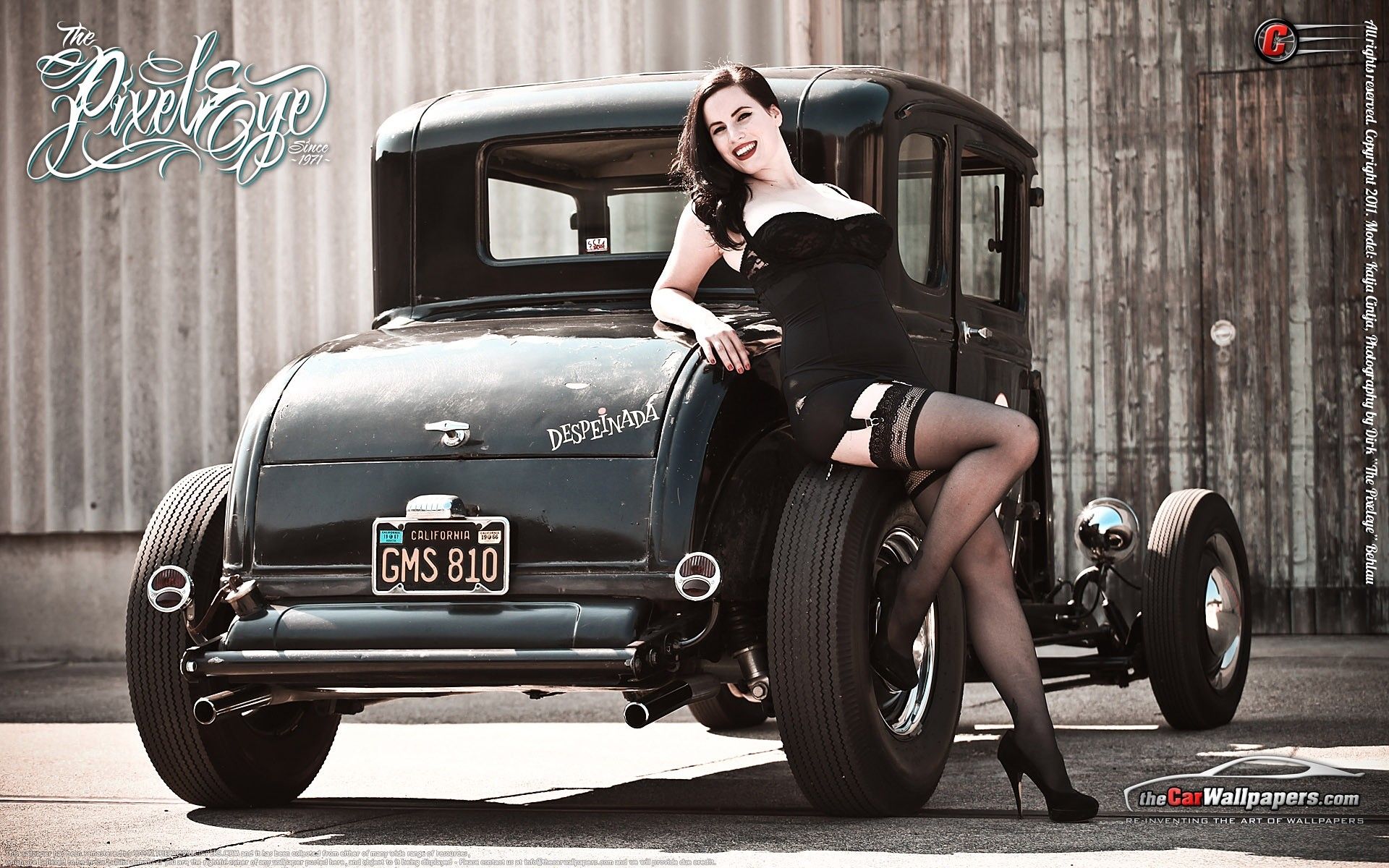 Pin-up con hot rod nero, 1920x1200 WUXGA, Desktop