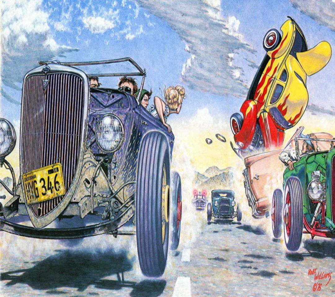 Hot rod in gara illustrazione, 1080x960 HD, Desktop