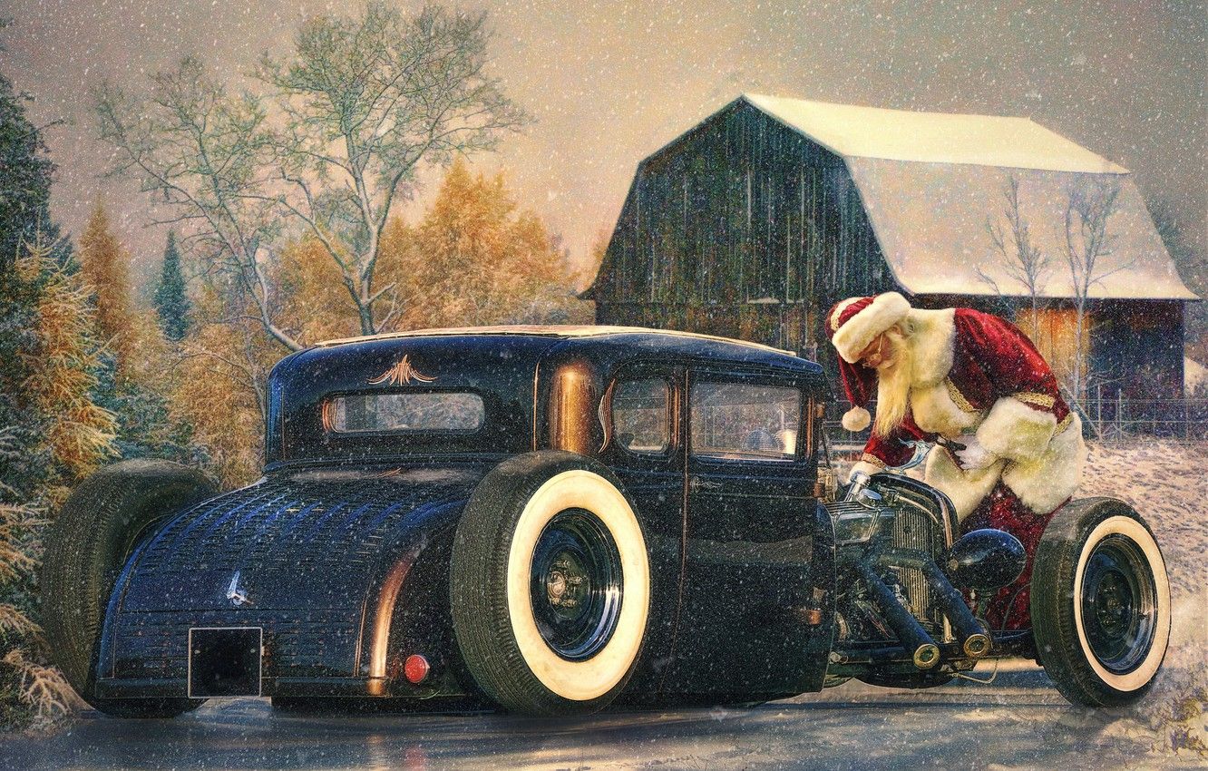 Babbo Natale con hot rod, 1332x850 HD, HP Laptop
