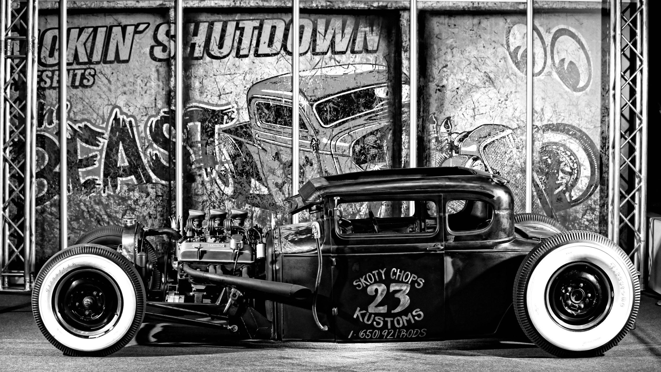 Hot rod nero bianco e nero, 2514x1414 Hi-Res, Desktop