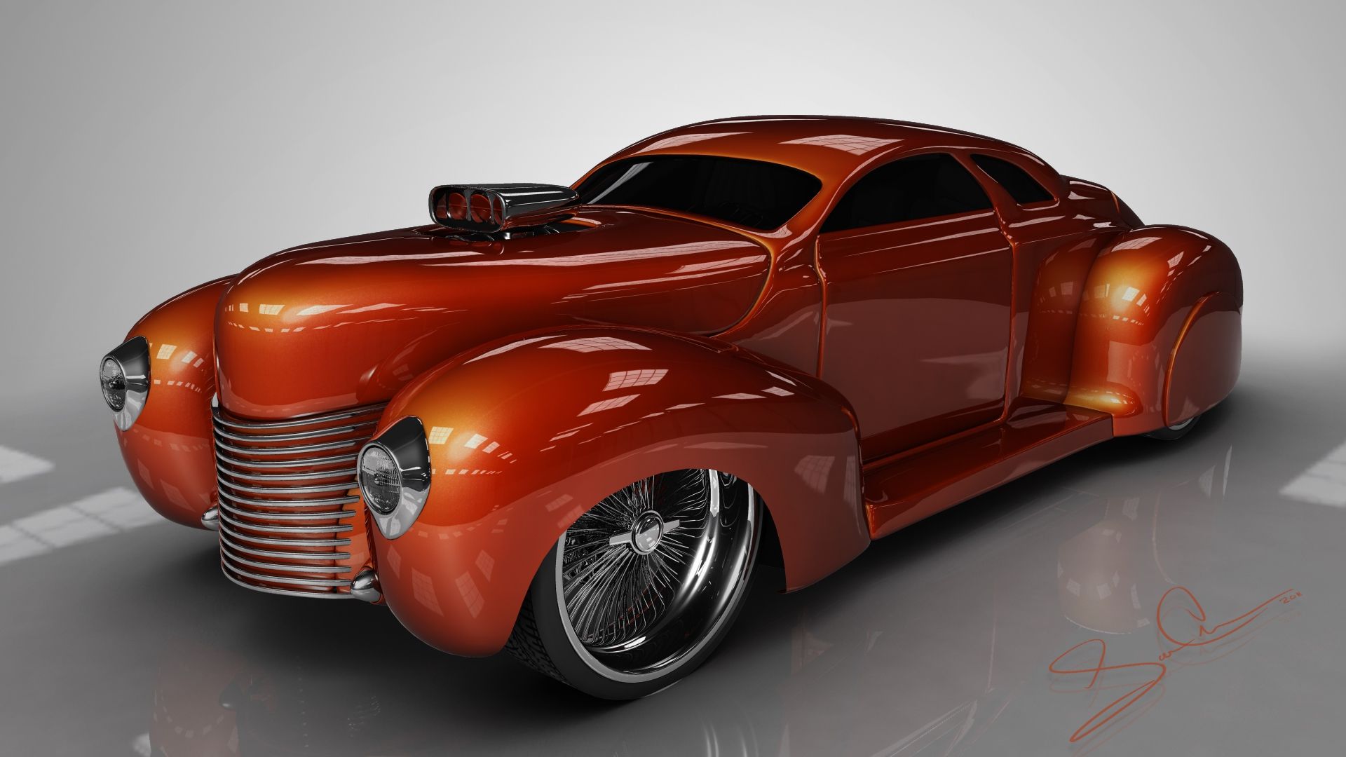 Hot rod arancione custom, 1920x1080 Full HD, PC Desktop