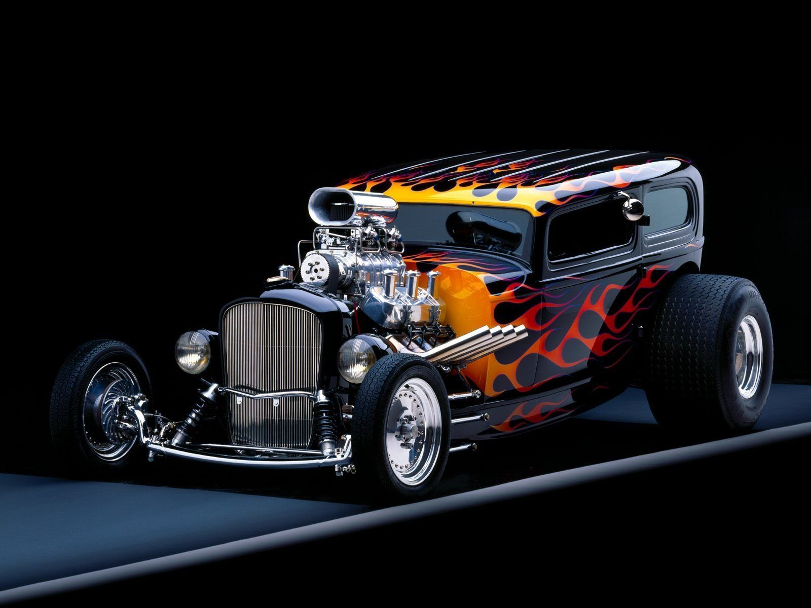 Hot rod nero con fiamme, 1600x1200 HD, ROG Asus Laptop