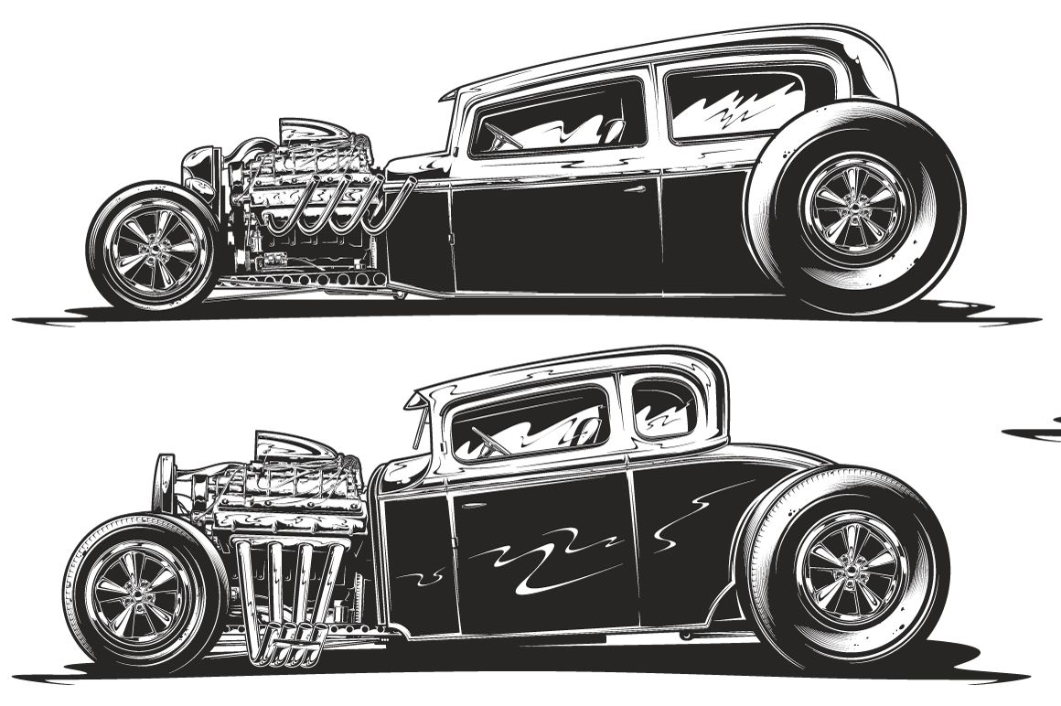 Hot rod vettoriale bianco nero, 1160x772 HD, Desktop