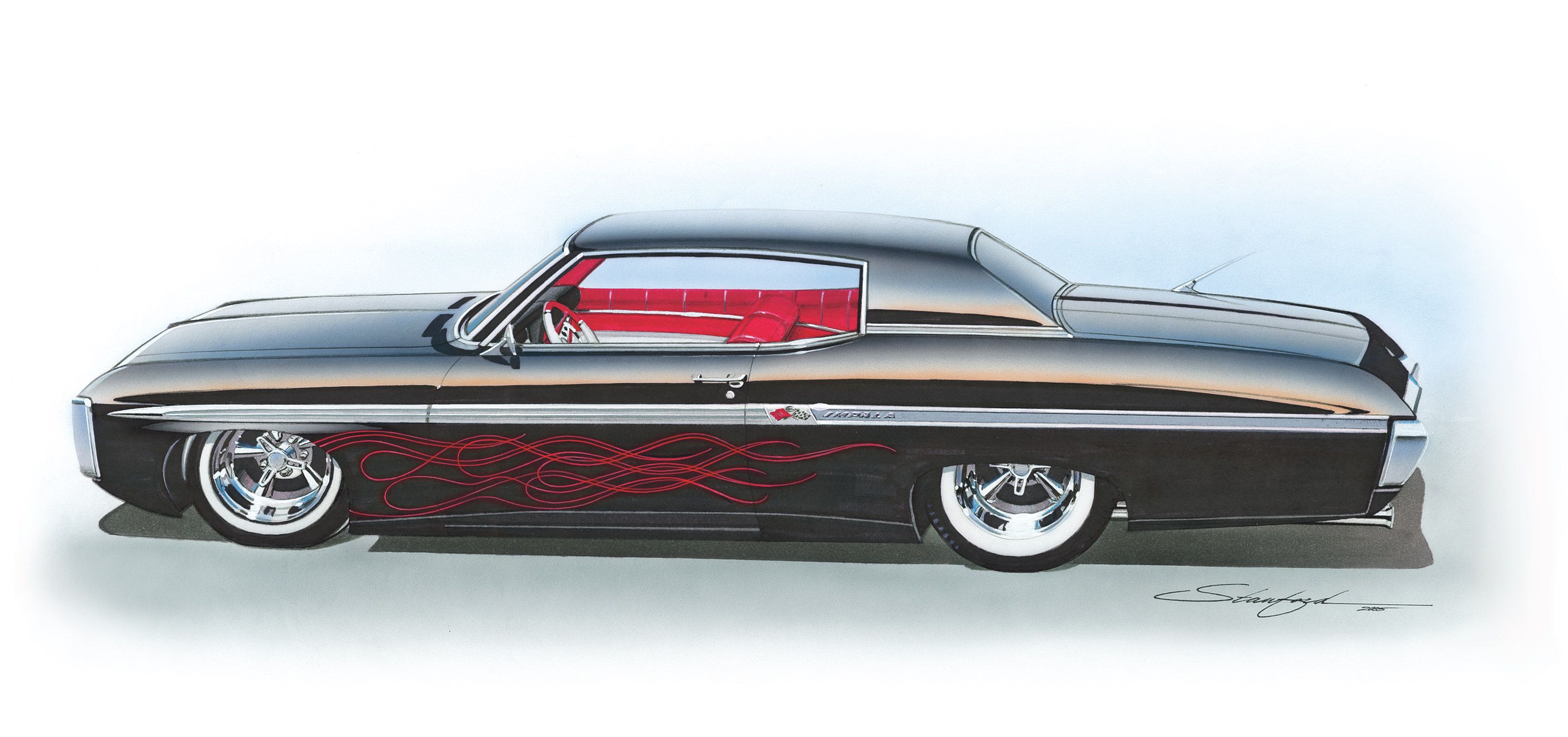 Chevy Impala hot rod nera, 3000x1410 2K QHD, PC