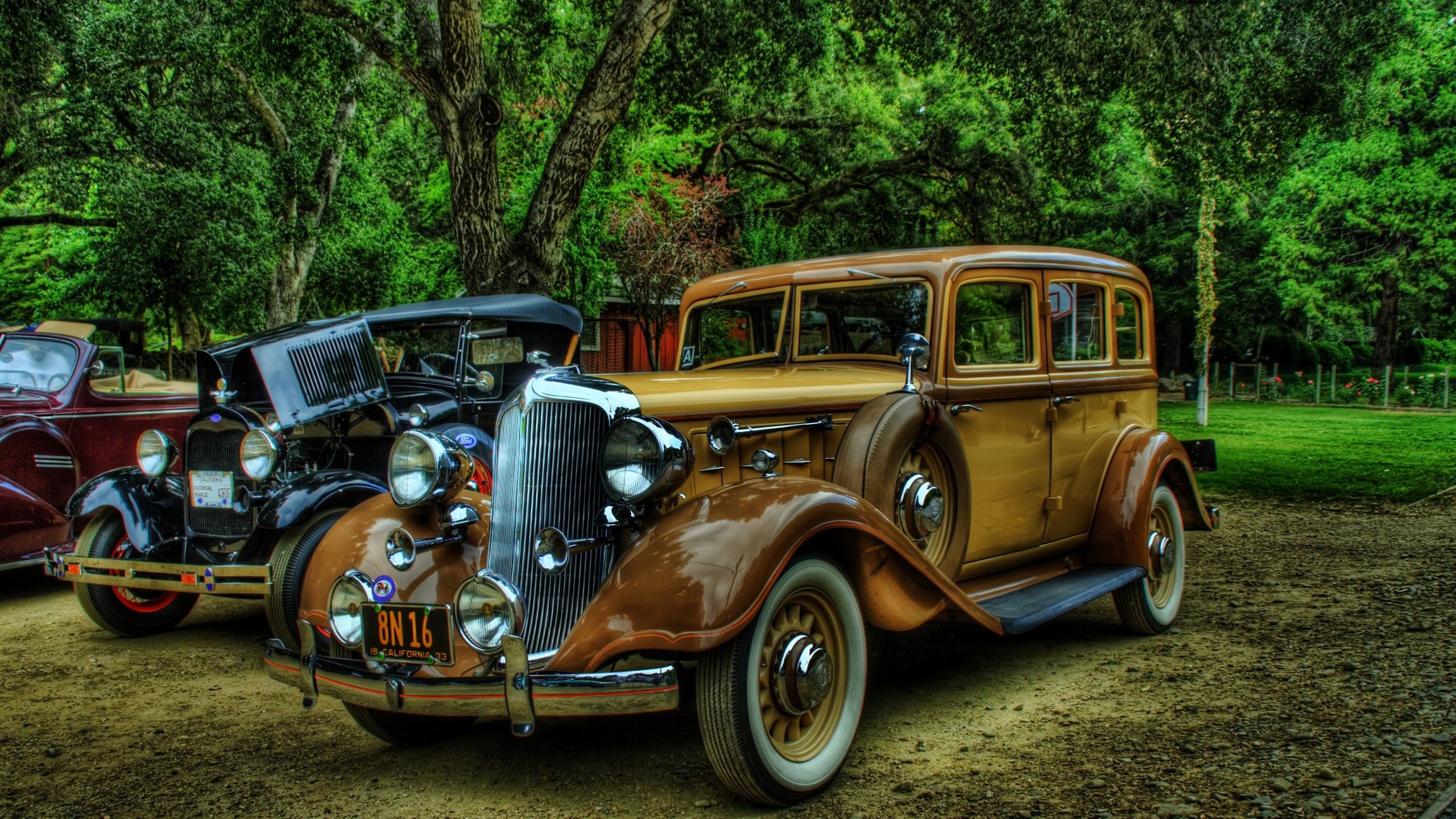Auto d'epoca marroni e nere, 2560x1440 2K, Desktop