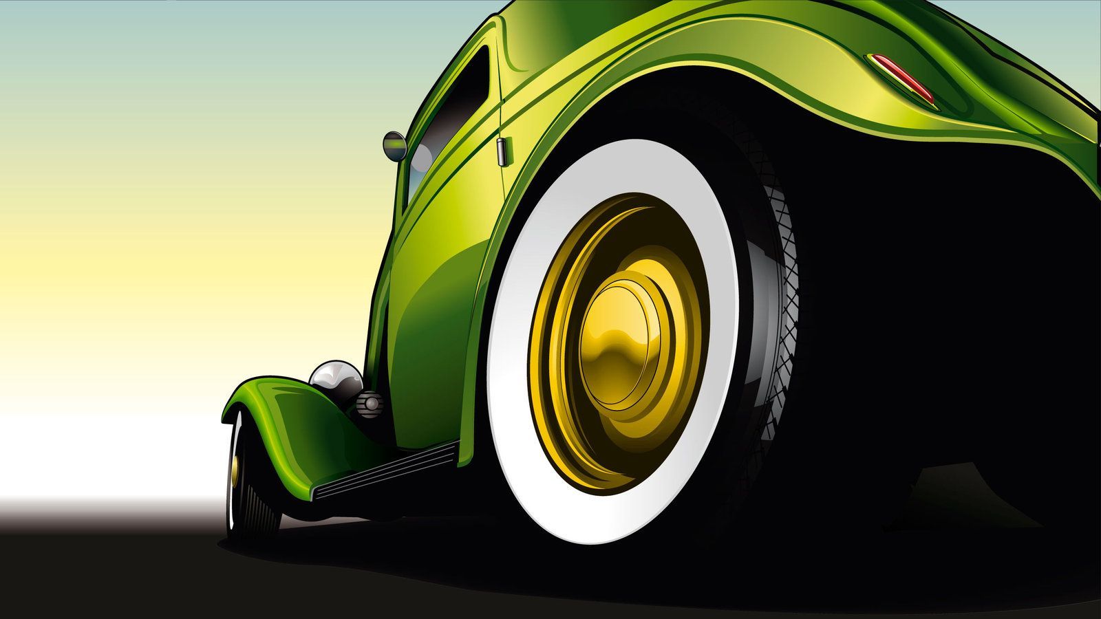 Hot rod verde vettoriale, 1600x900 HD Ready, Desktop