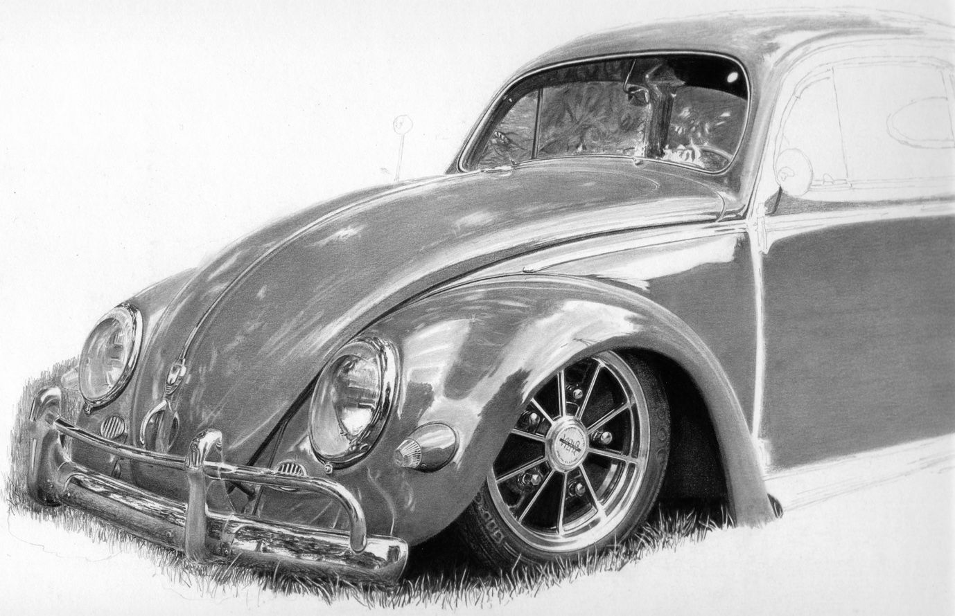 Disegno matita Volkswagen Maggiolino, 1378x890 720p, PC