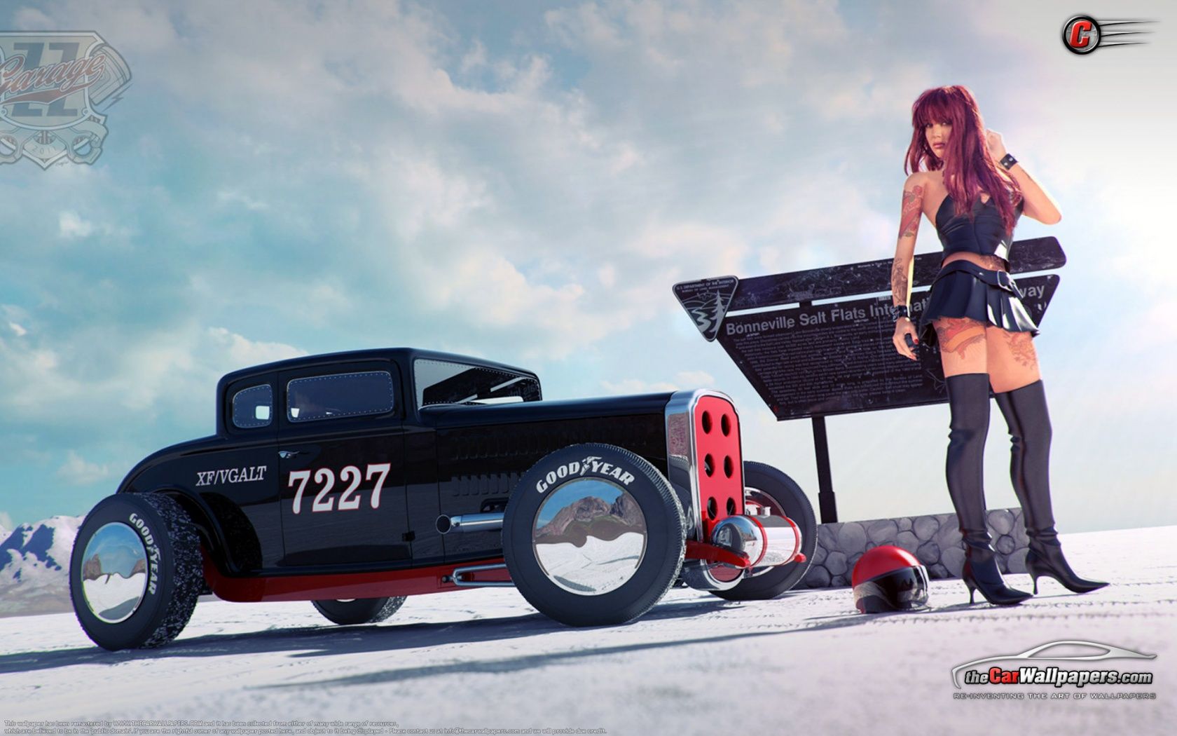 Hot rod nera con modella, 1680x1050 HD Ready, Laptop