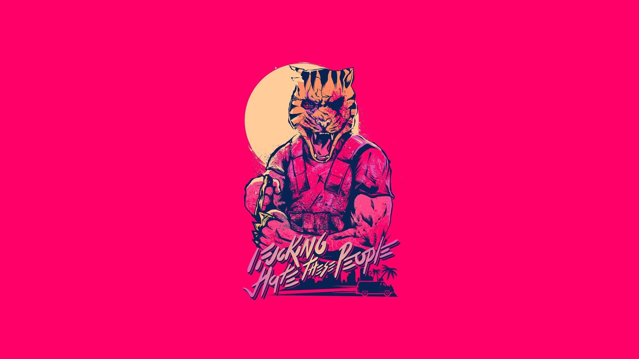 Personaggio maschera tigre Hotline Miami, anni '80, 2560x1440 2K QHD, PC