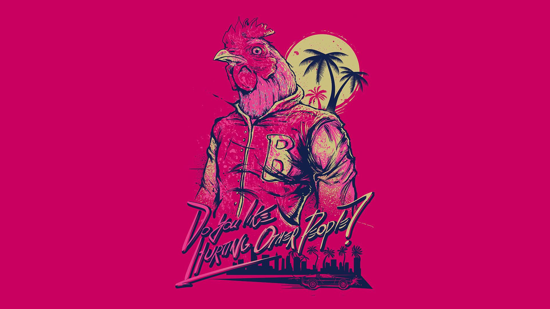 Maschera pollo Hotline Miami rosa, 1920x1080 1080p, Desktop