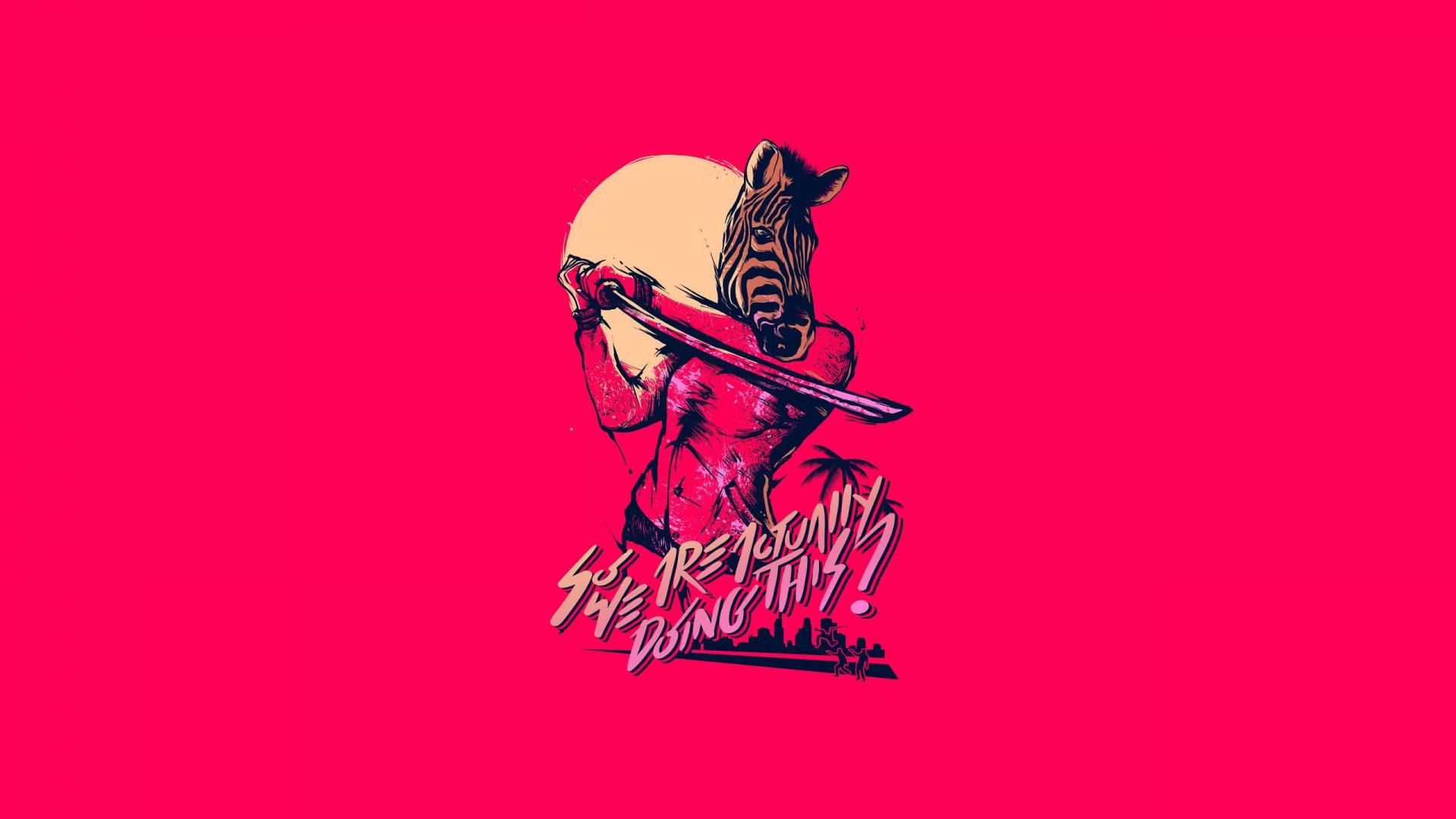 Hotline Miami maschera zebra rosa, 1920x1080 Full HD 1080p, PC