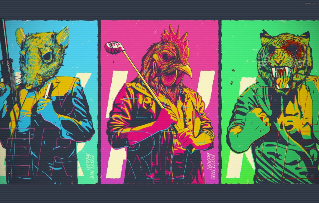 Maschere animali Hotline Miami 2, 1332x850 HD, Desktop