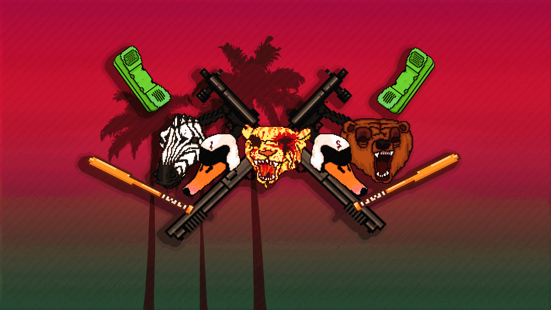 Hotline Miami maschere e armi, 1920x1080 1080p, PC