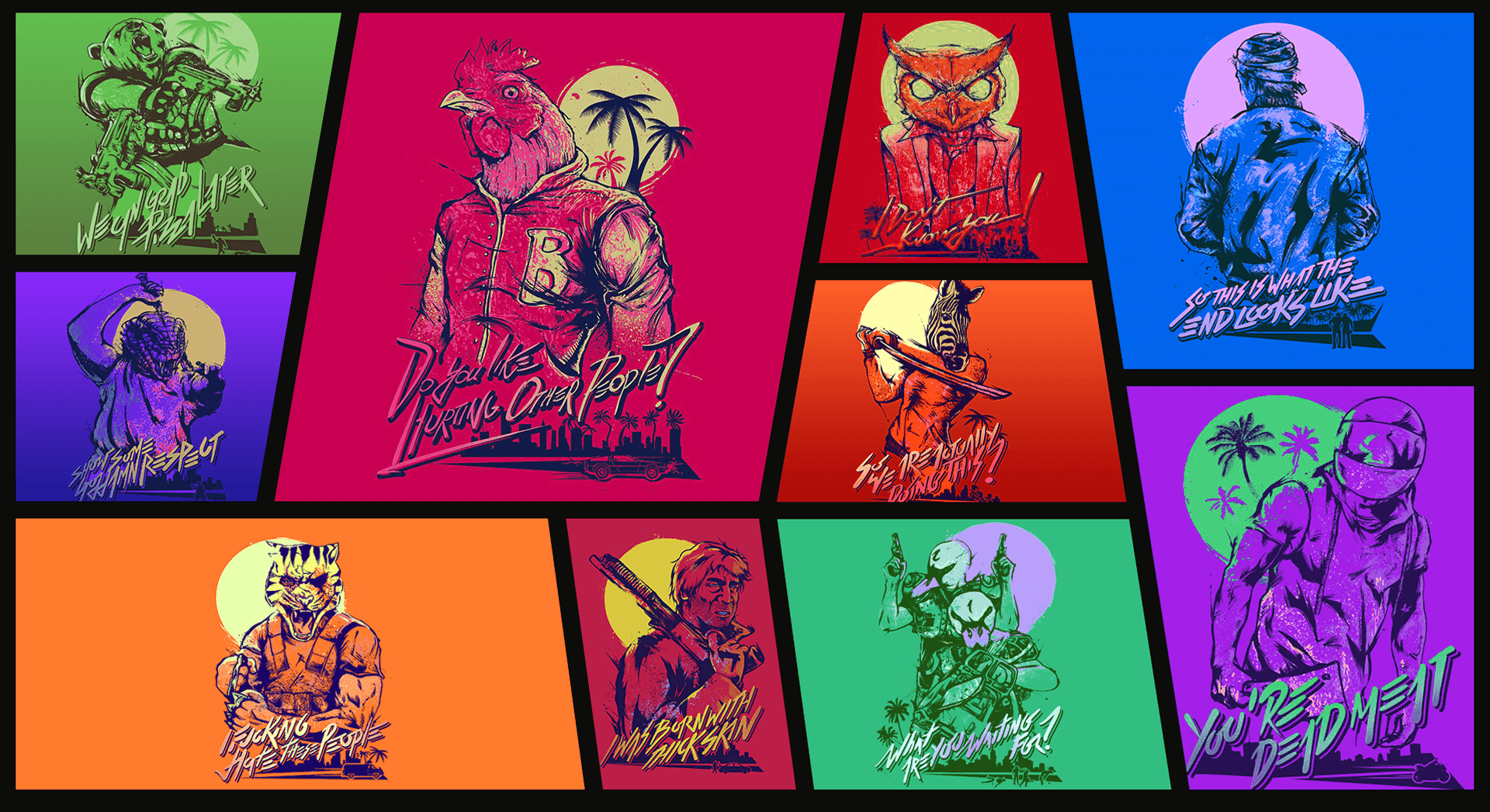 Poster maschere Hotline Miami, 1920x1047 1080p, PC Desktop