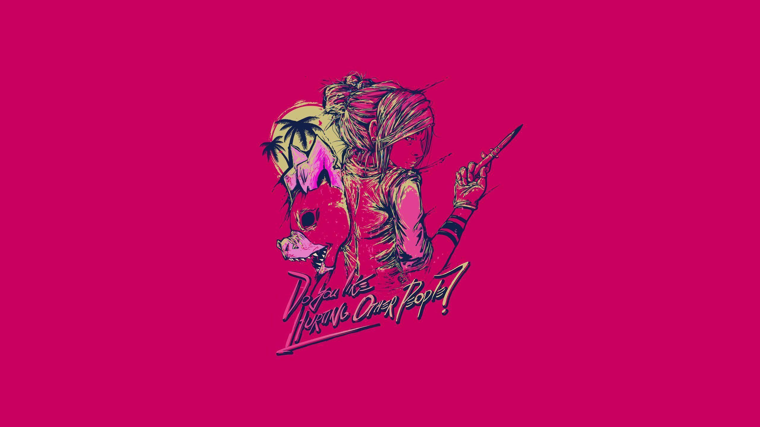Maschera Hotline Miami 2 rosa, 2560x1440 2K, Desktop