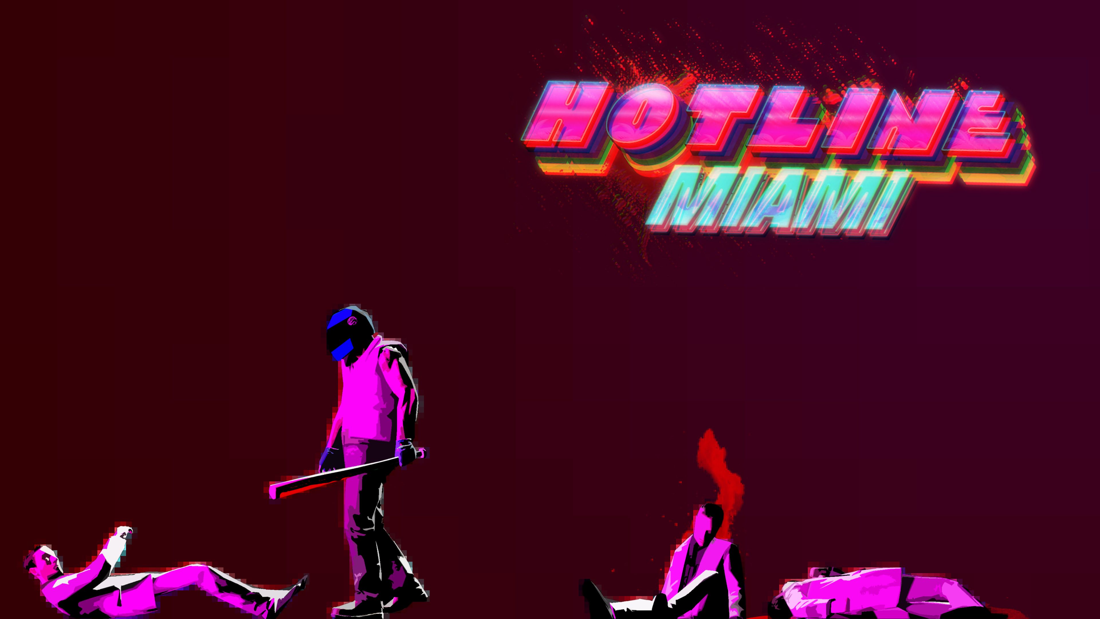Hotline Miami logo neon rosa, 3840x2160 4K, Desktop 4K