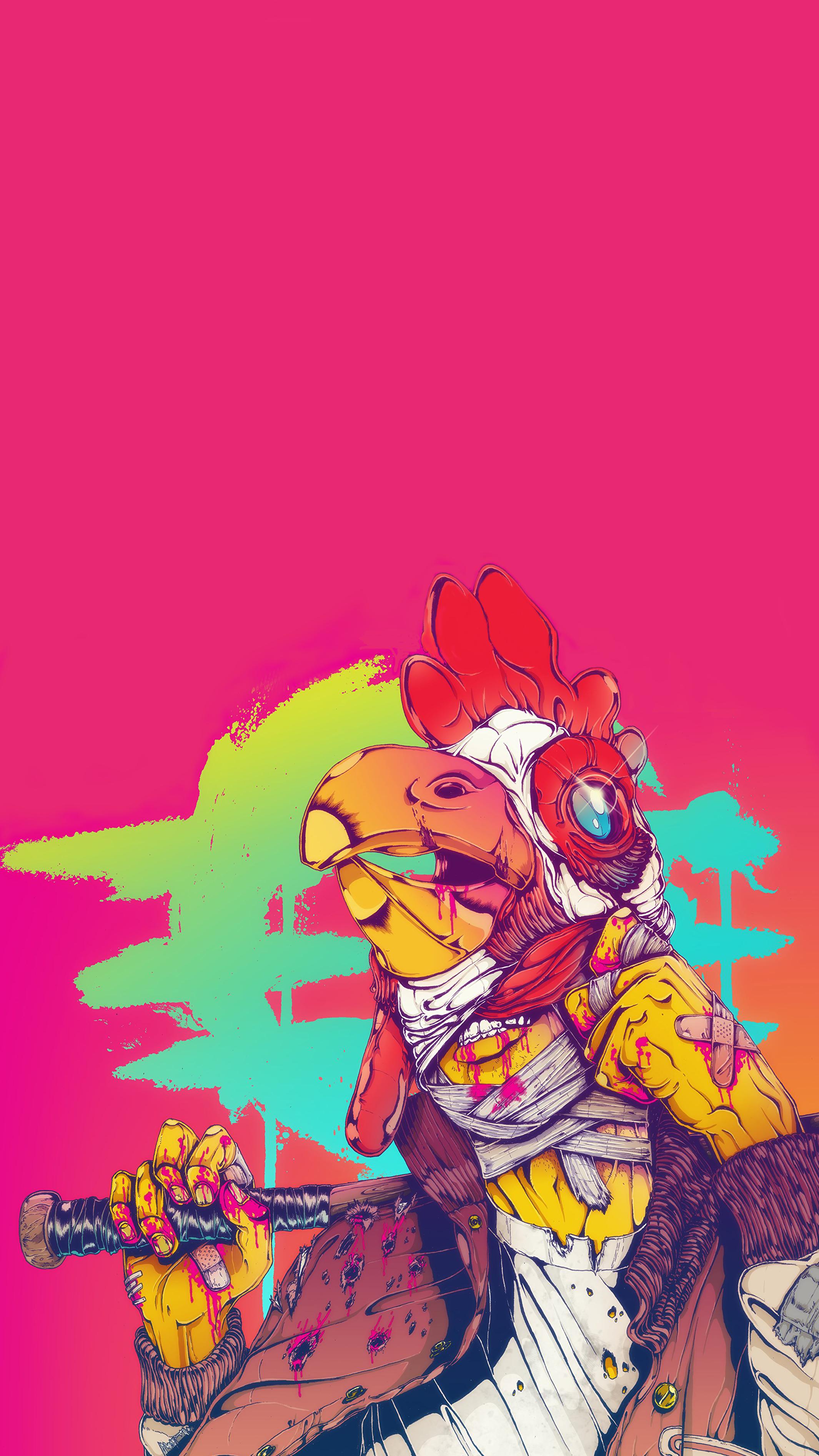 Gallo antropomorfo pistola rosa, 2130x3786 Verticale, Xiaomi