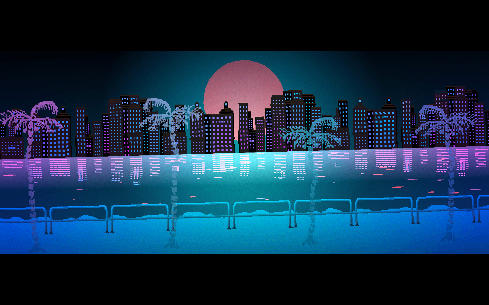 Skyline notturno neon retrowave, 1680x1050 900p, Laptop