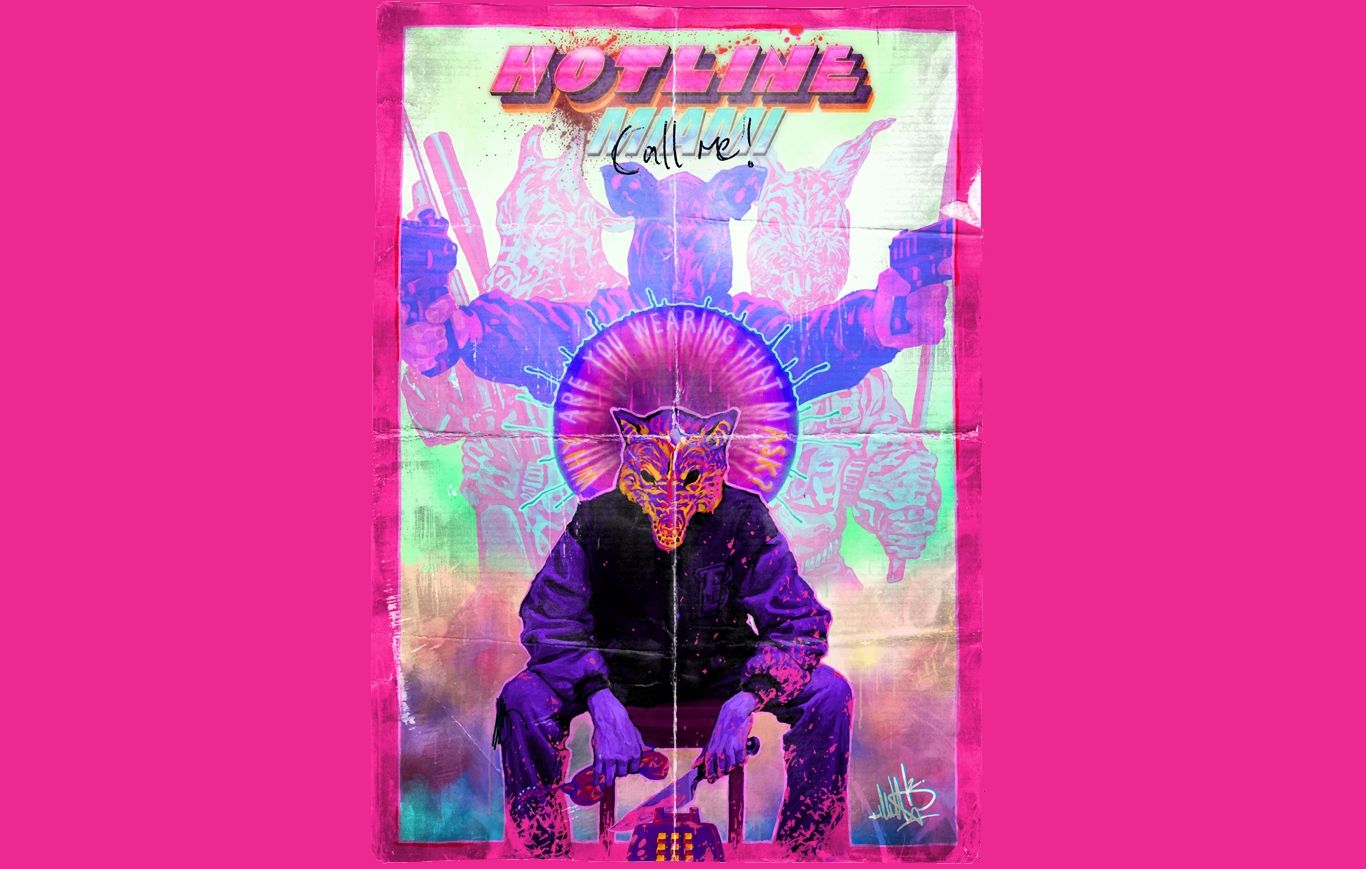 Hotline Miami maschera uccello poster, 1366x869 720p, Laptop