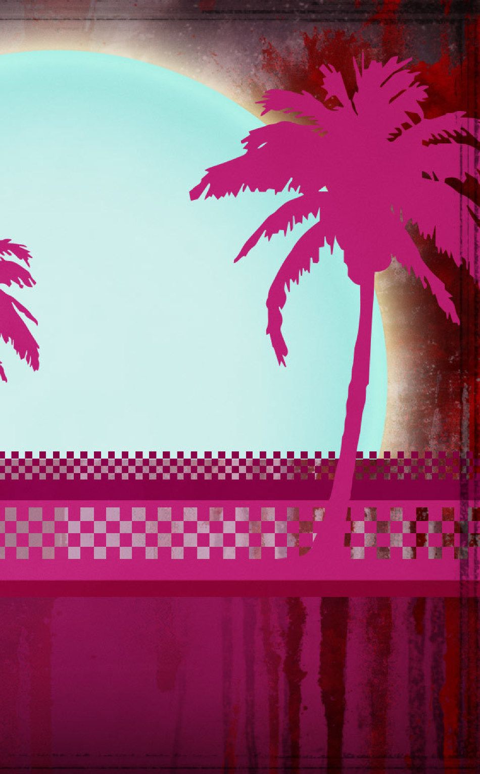 Palme rosa stile Hotline Miami, 950x1533 Verticale, Mobile