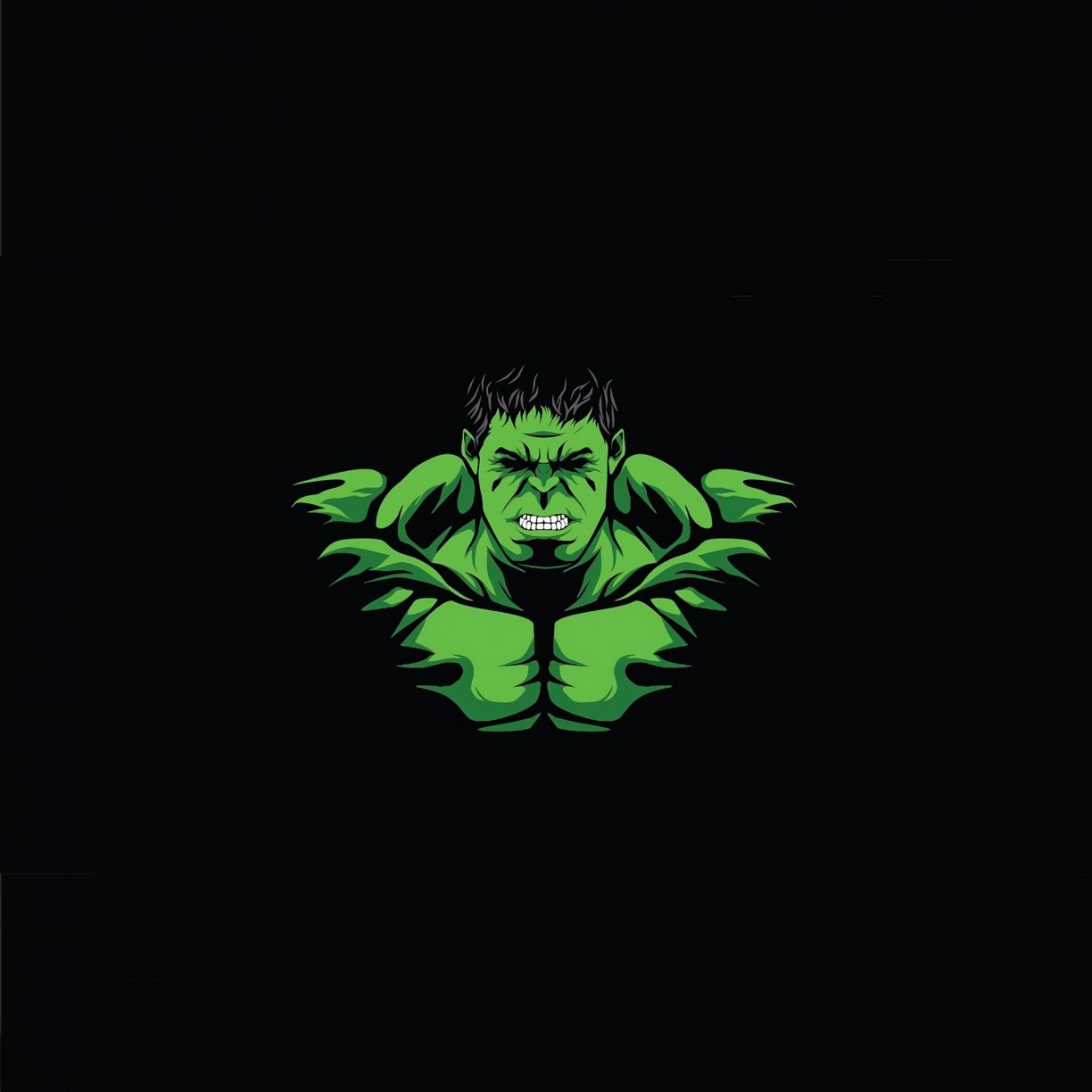 Hulk minimalista sfondo nero, 1224x1224 HD, Monitor Gaming