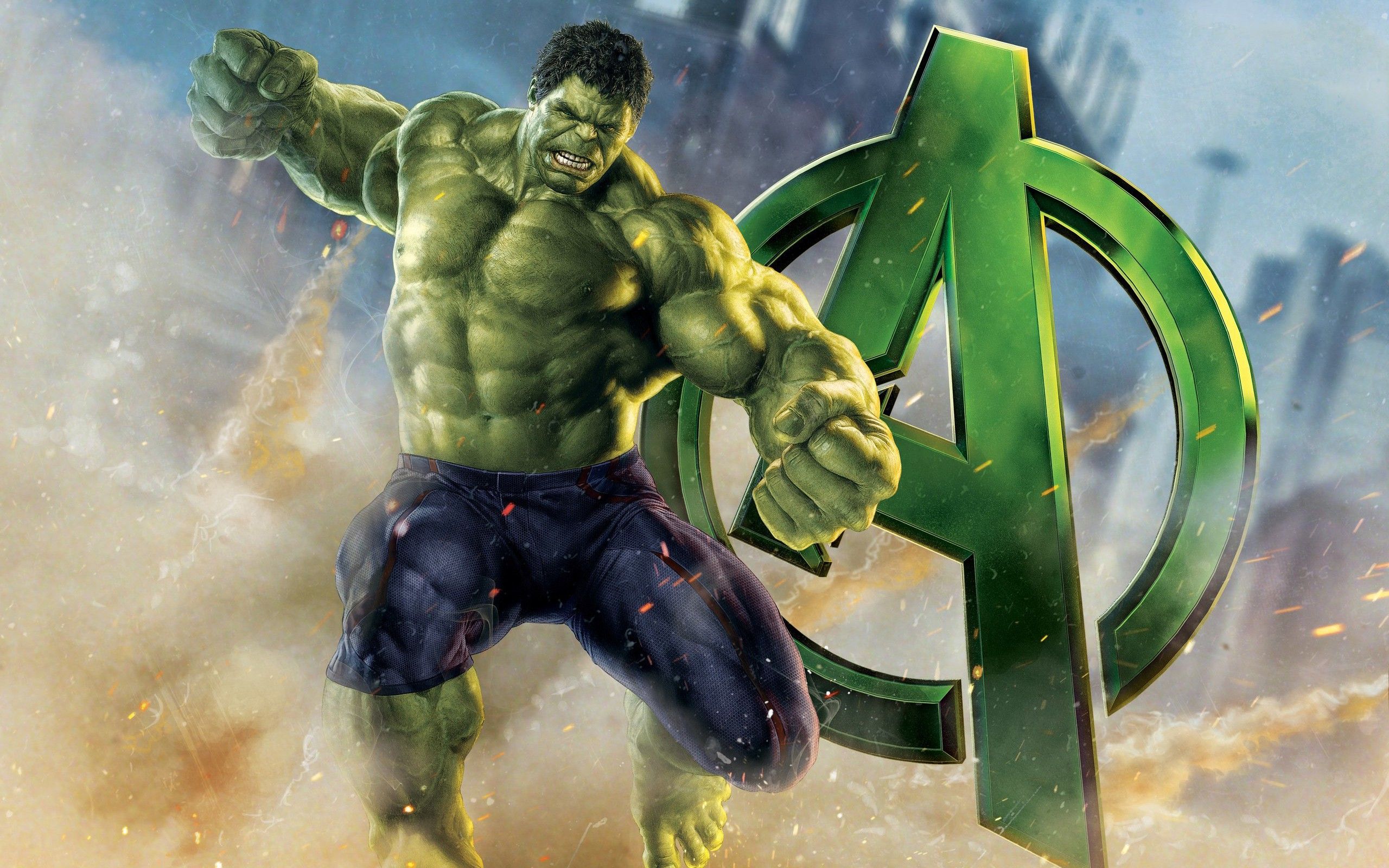Hulk logo Avengers verde, Marvel, 2560x1600 WQXGA, Desktop