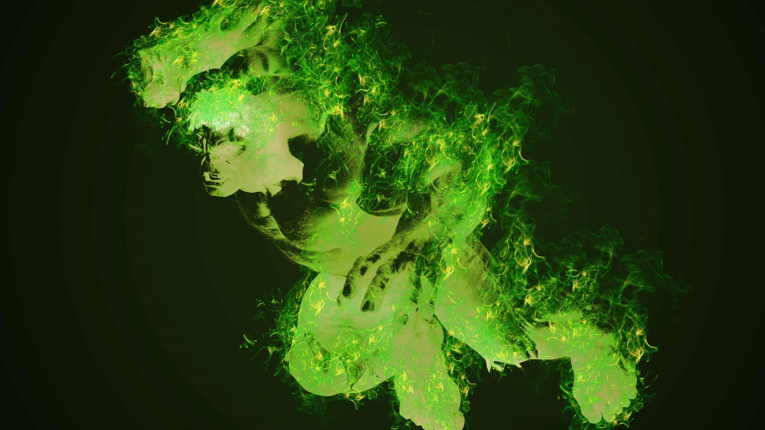 Hulk particelle verdi astratte, 2560x1440 2K, PC Desktop