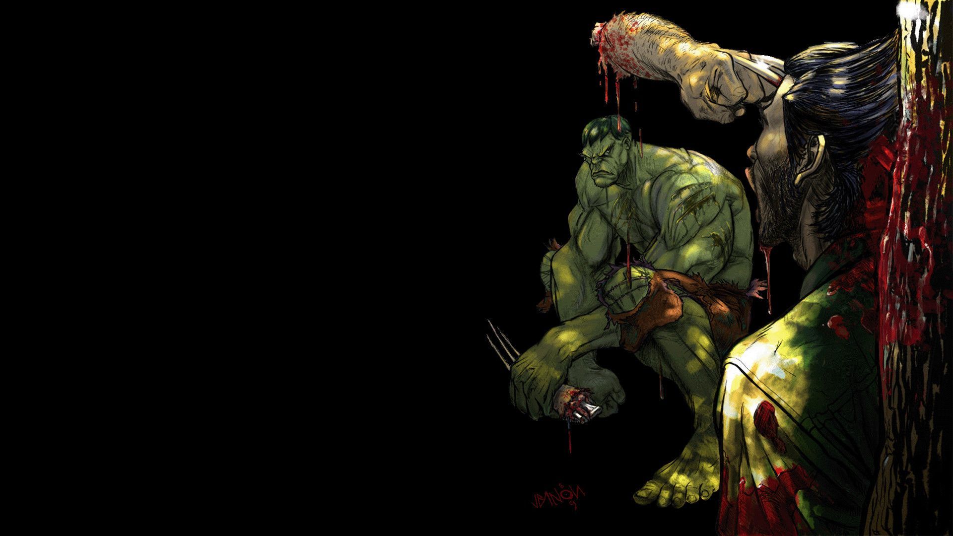Hulk oscuro con Wolverine, 1920x1080 1080p, Desktop