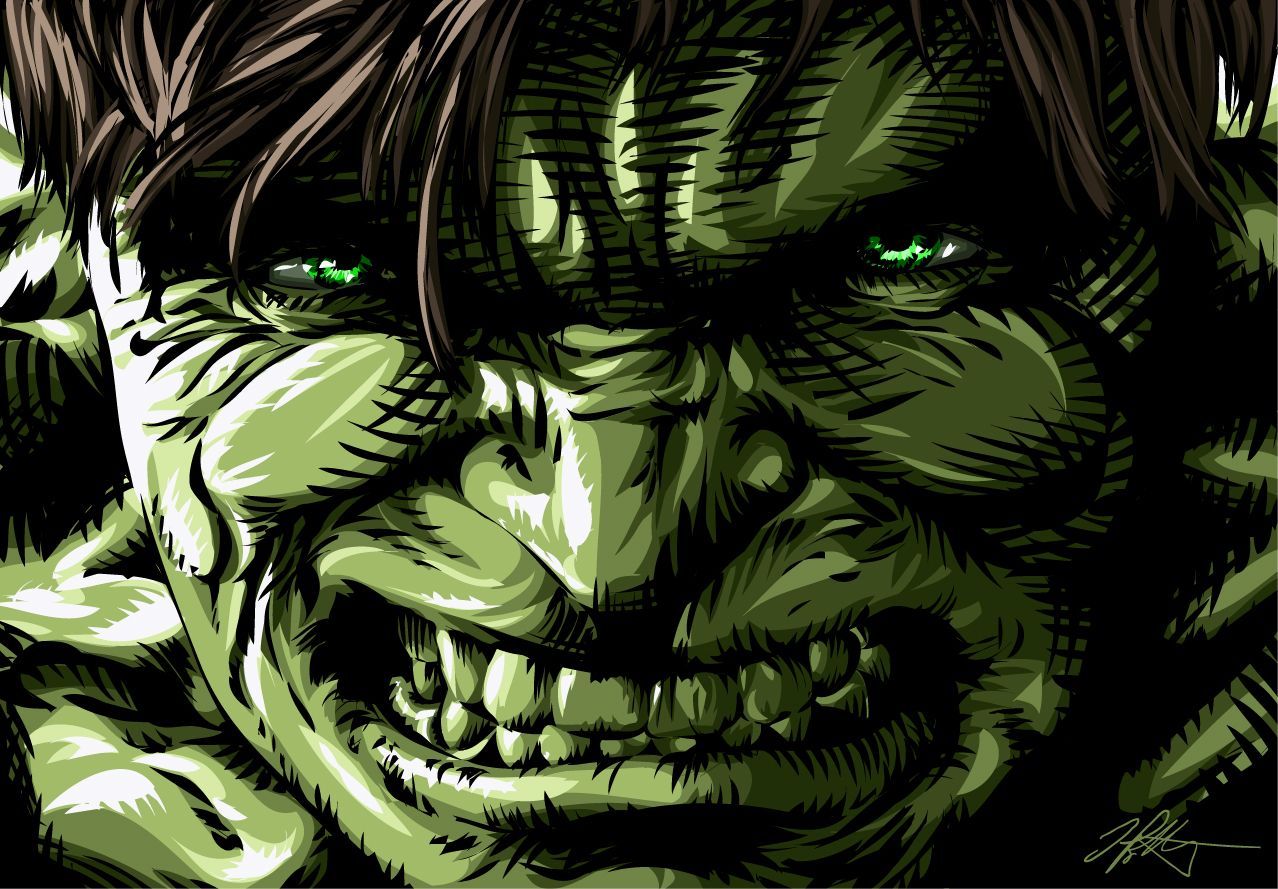 Hulk arrabbiato illustrazione verde, 1278x889 HD, PC Desktop