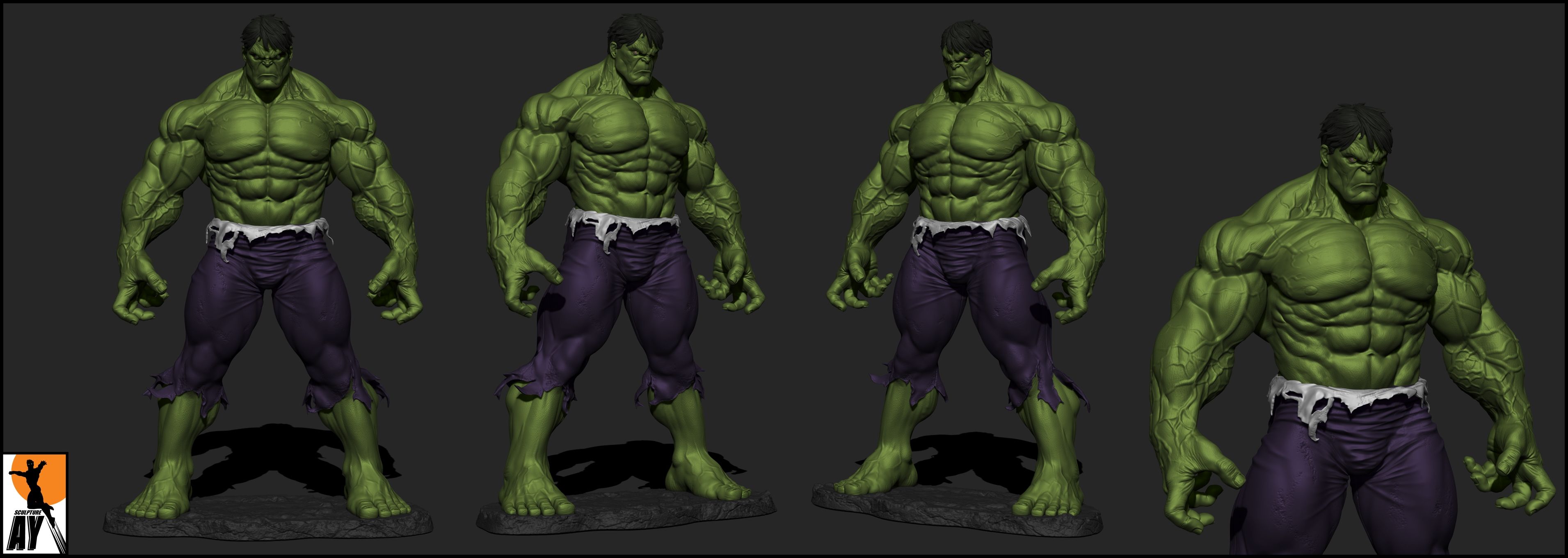 Hulk modello 3D concept art, 3822x1362 Panoramico, Dual Screen