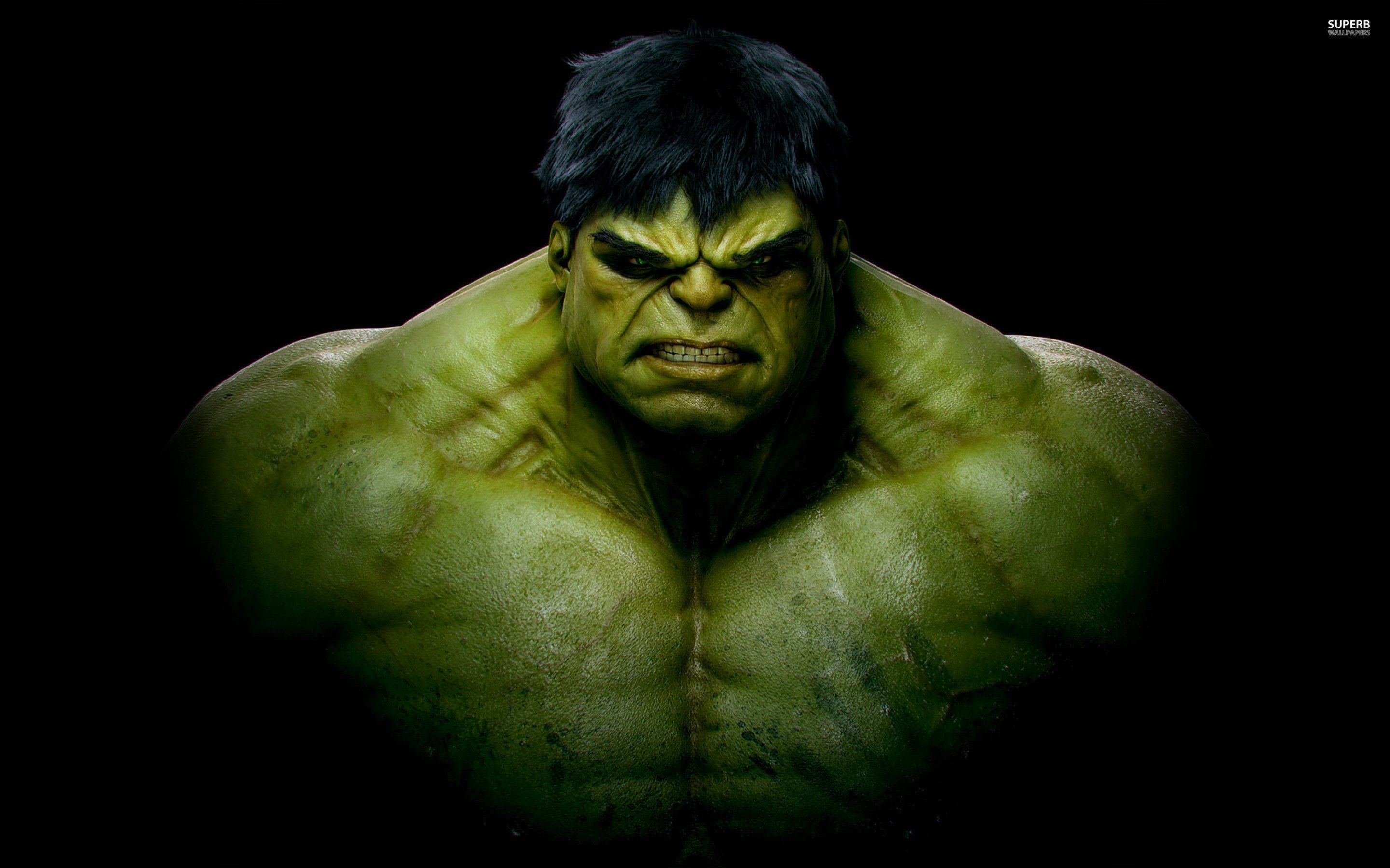 Hulk Marvel su sfondo nero, supereroi, 2880x1800 2K+, Desktop