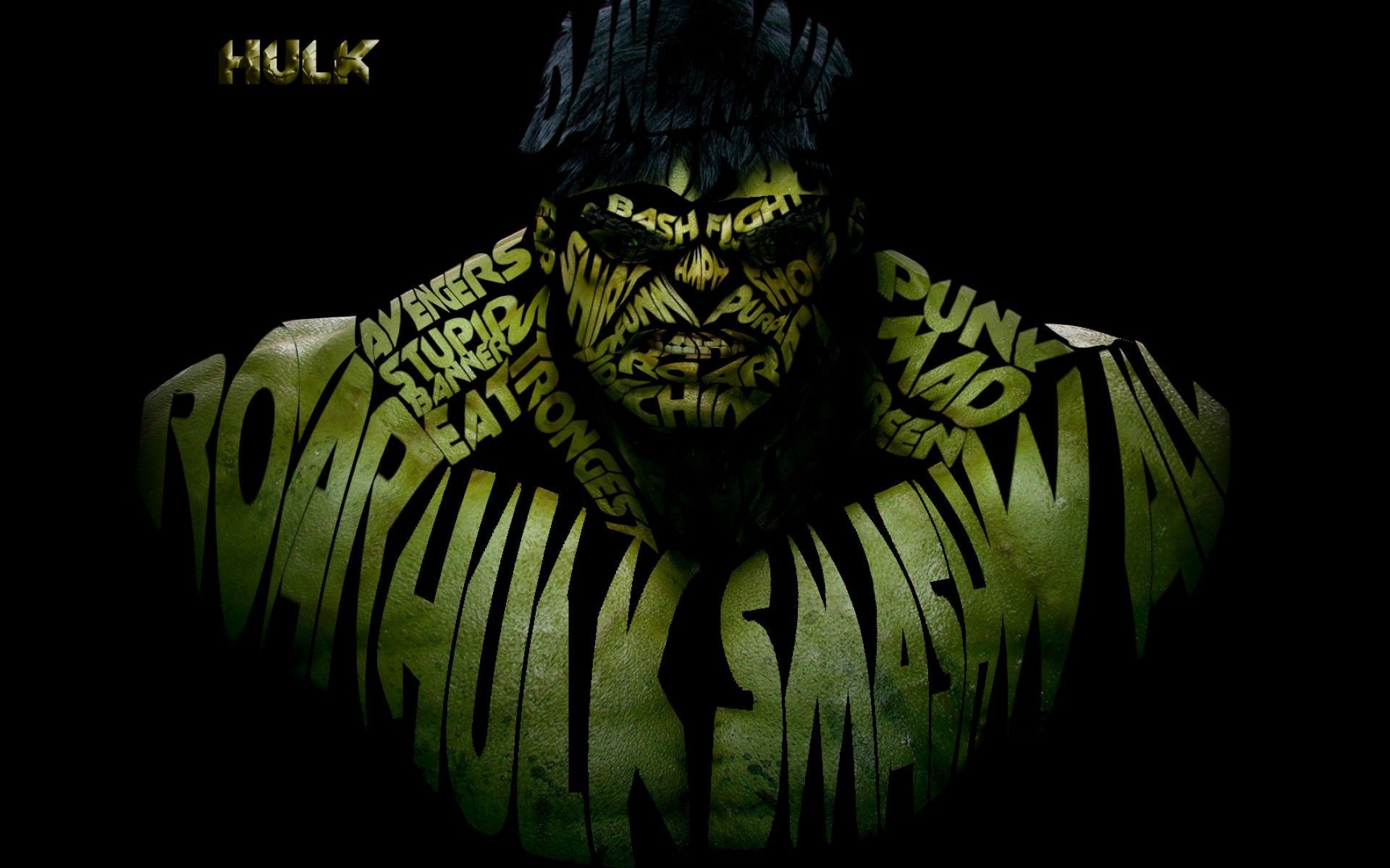 Hulk volto con scritte tipografiche, 1920x1200 Full HD+, PC