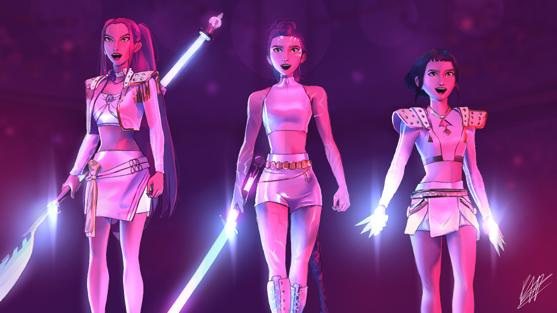 Huntrix personaggi fanart anime, 1920x1080 Full HD, PC