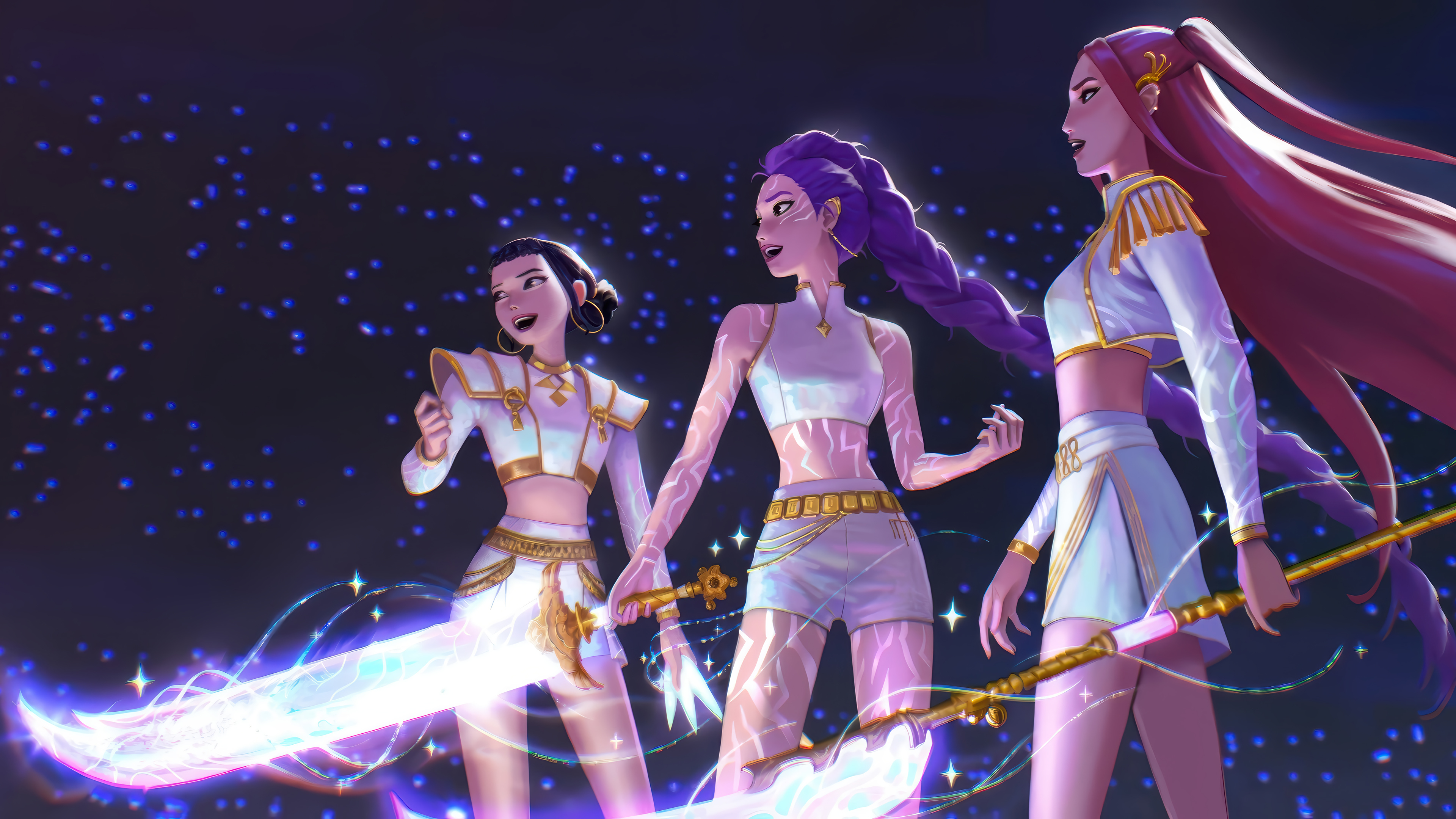 KPop Demon Hunters personaggi armati, 3840x2160 4K Ultra HD, Monitor 4K