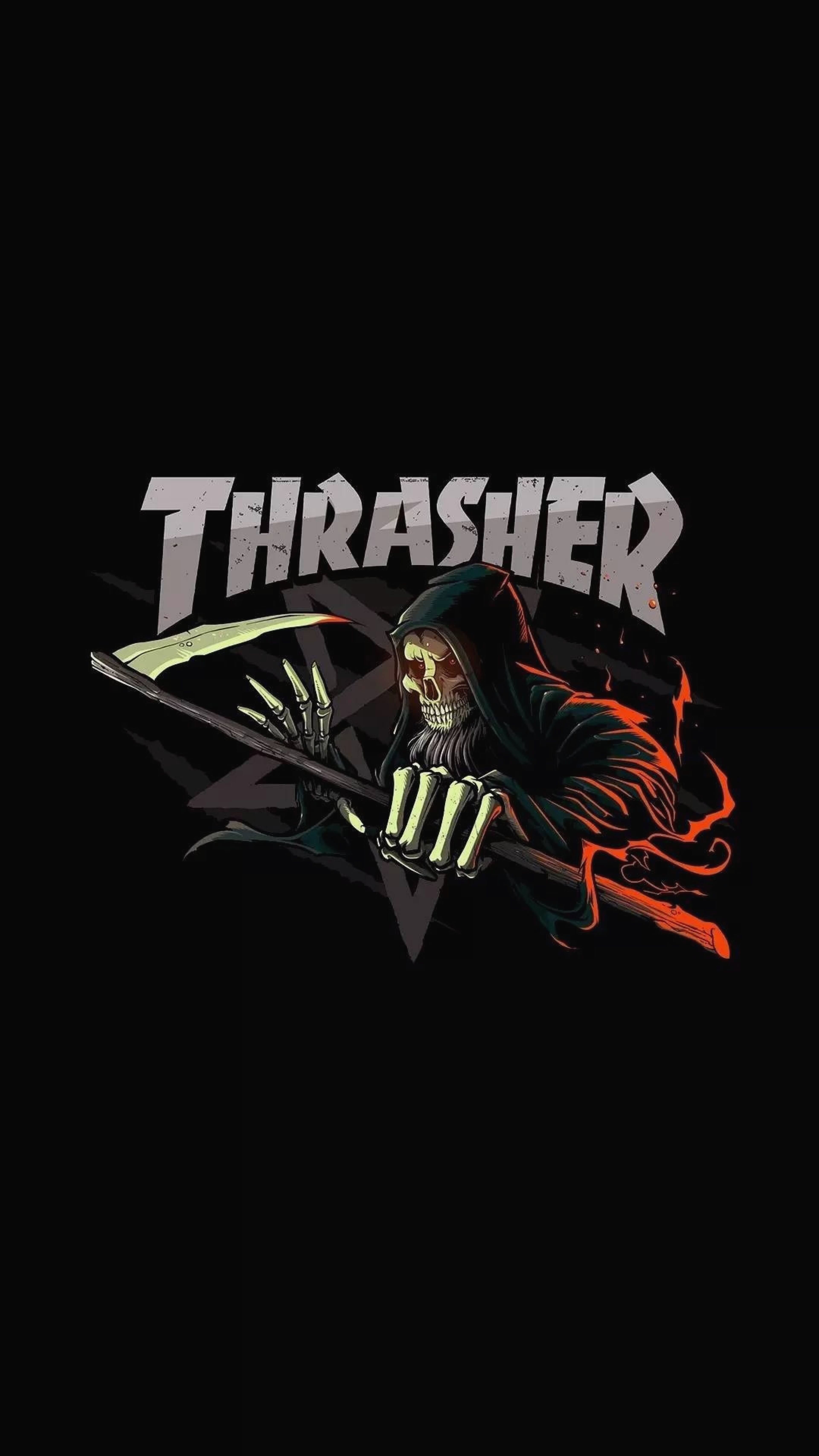Thrasher logo scheletro falce, 3840x6827 Full HD Verticale, Smartphone