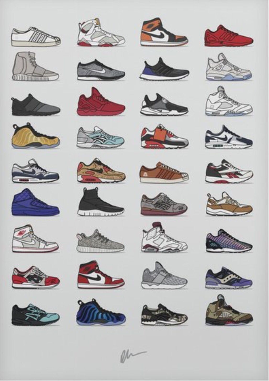 Griglia illustrazioni sneaker colorate, 1125x1594 Full HD Verticale, iPhone