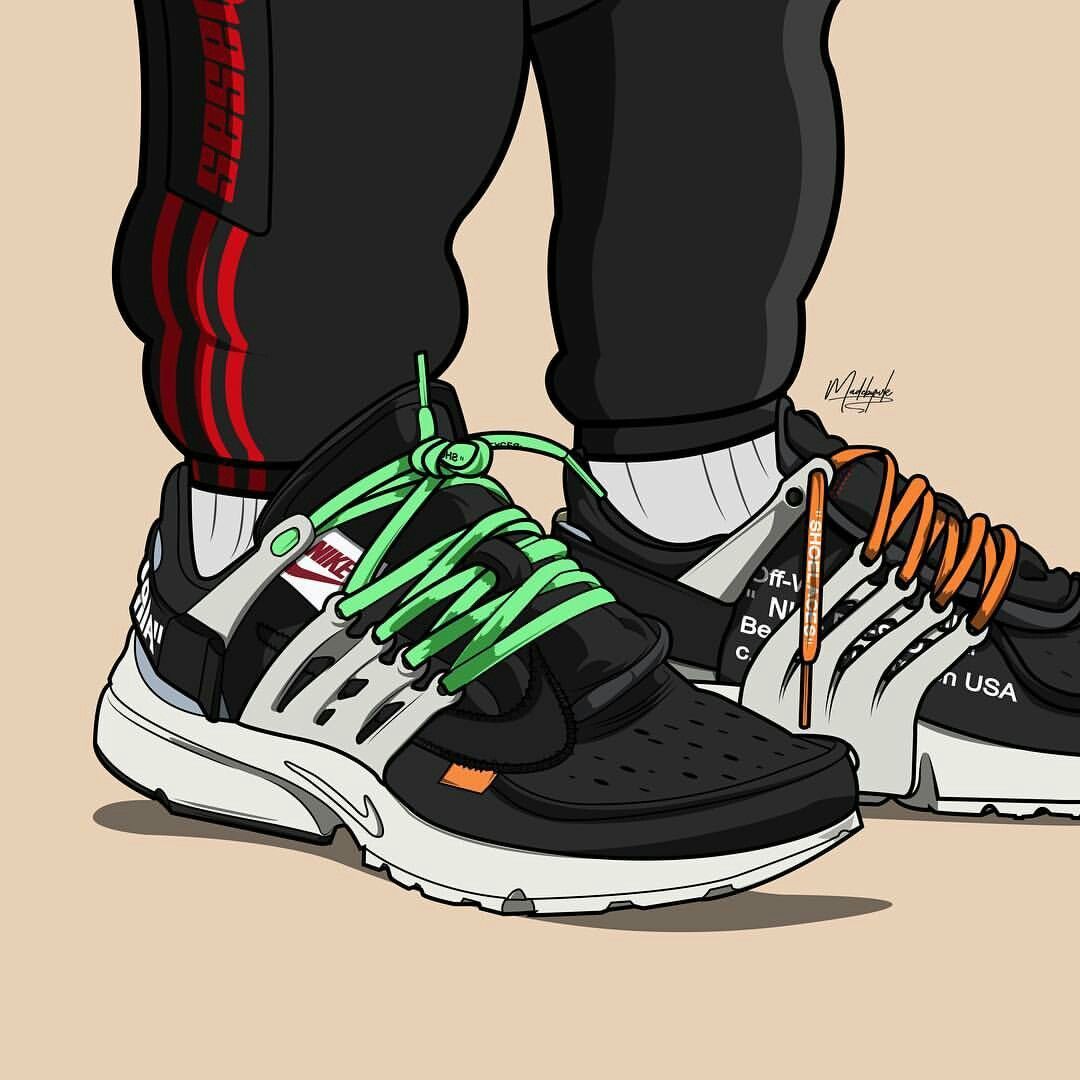 Illustrazione sneaker nere Off-White, streetwear di lusso, 1080x1080 HD, Desktop