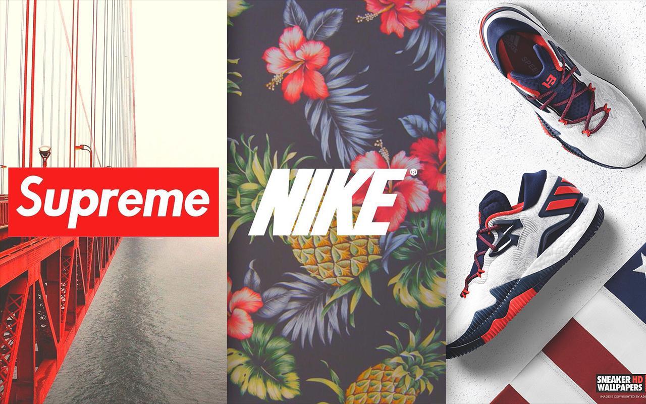 Collage adesivi Supreme sneaker, streetwear, 1080x1350 Full HD Verticale, Smartphone