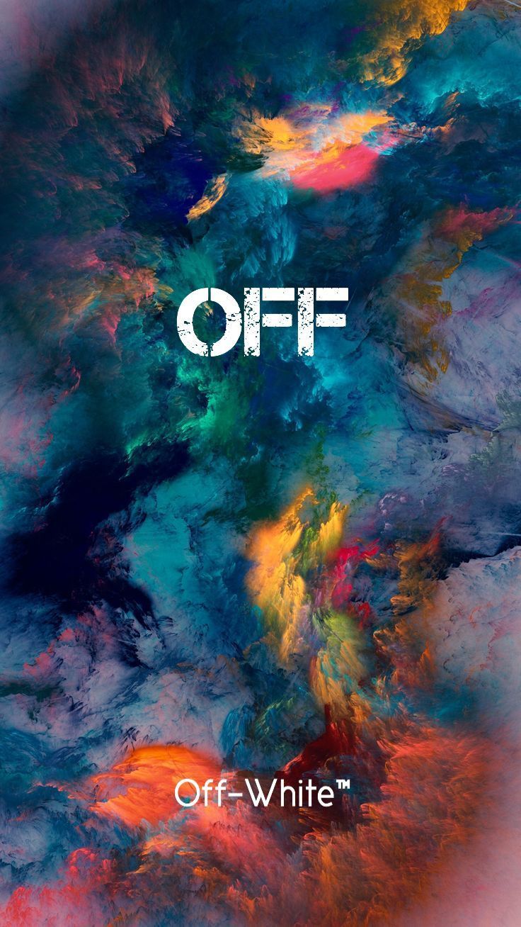Logo Off-White nebulosa colorata, streetwear di lusso, 736x1308 Verticale, iPhone Plus