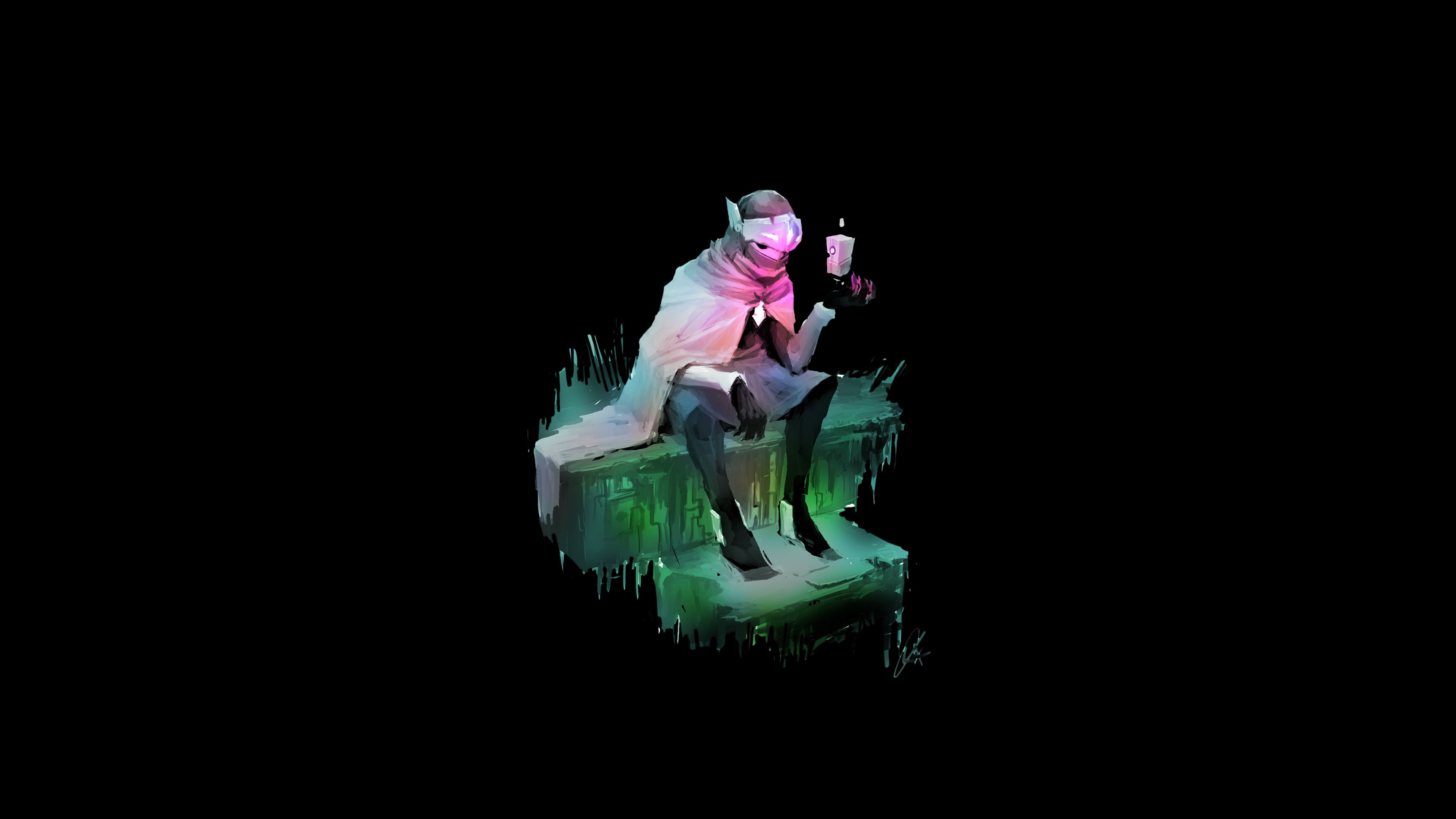 Hyper Light Drifter seduto isola, 3840x2160 4K, Desktop 4K