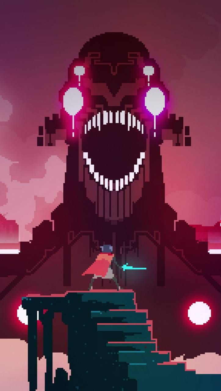 Hyper Light Drifter, statua mostruosa, pixel art, 724x1280 Verticale, Telefono