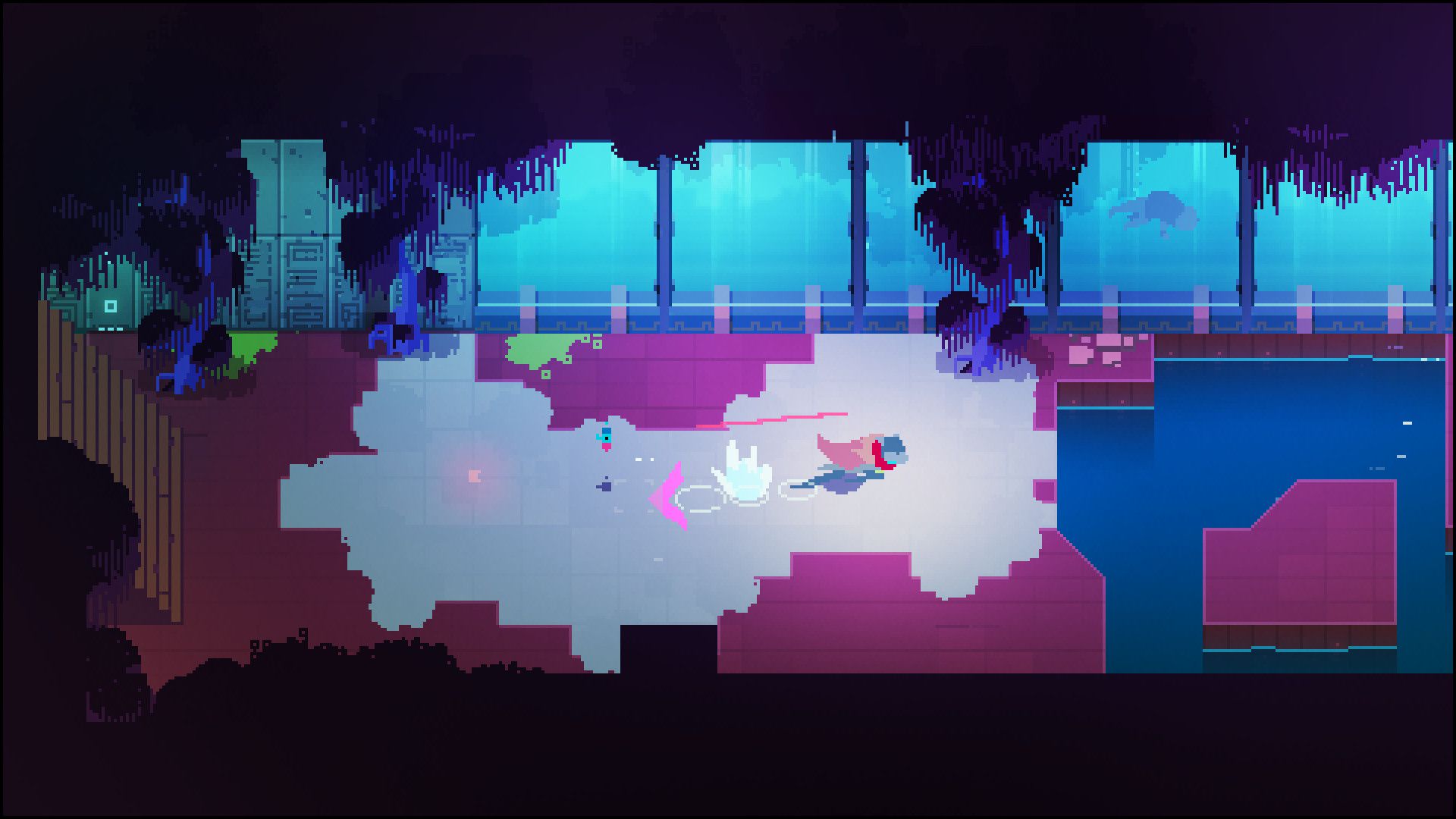 Hyper Light Drifter, scena pixel art notturna, 1920x1080 Full HD 1080p, Laptop