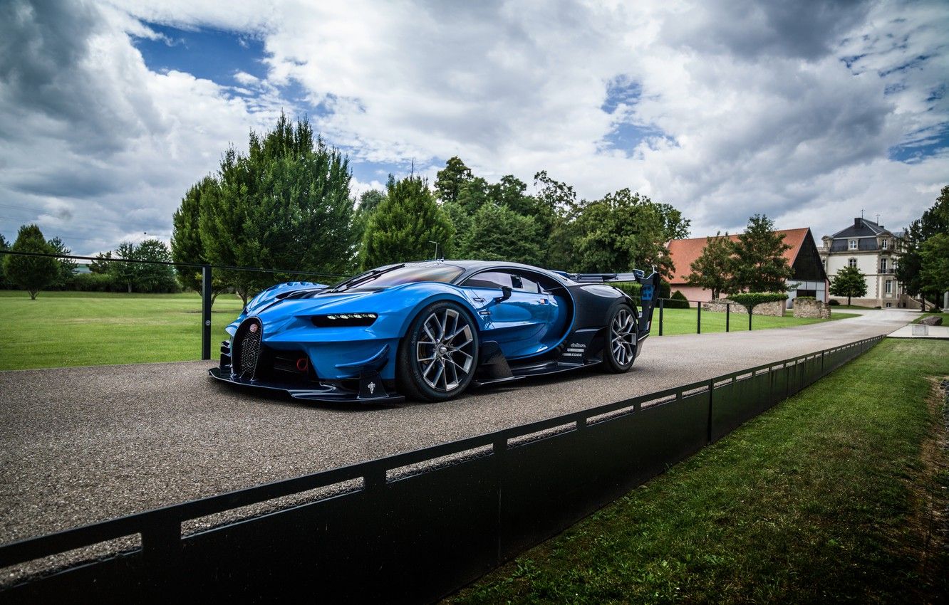 Bugatti Vision Gran Turismo blu, hypercar, 1332x850 HD, Desktop