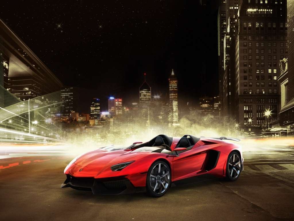 Lamborghini rossa notturna città, 1024x768 HD, iMac