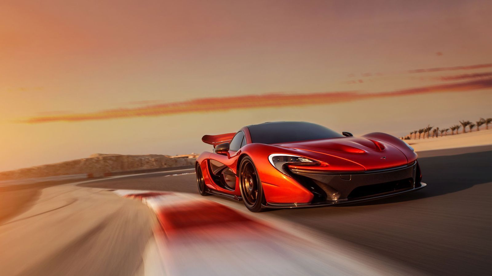 McLaren P1 rossa su pista, 1600x900 HD, PC
