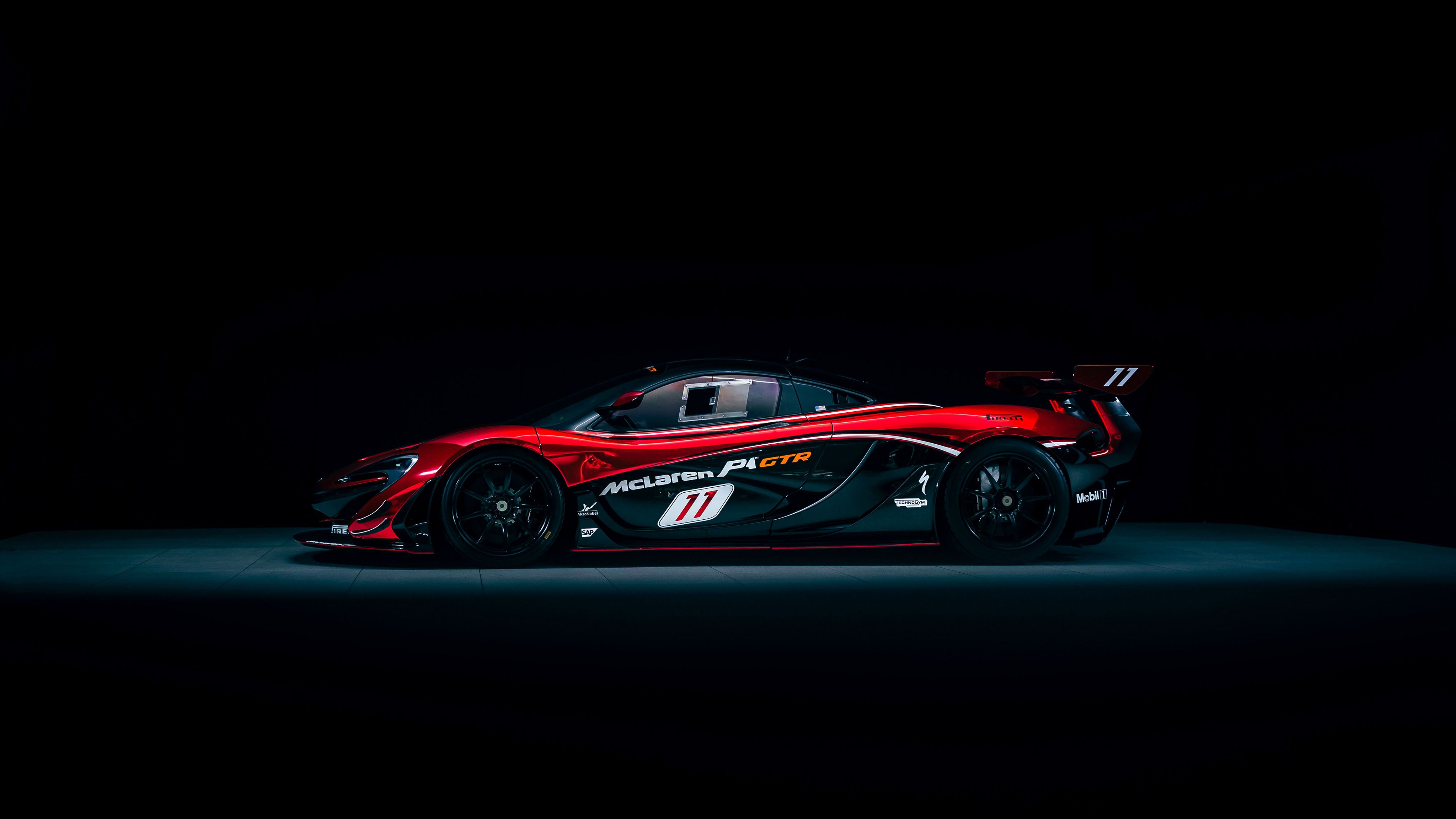 McLaren P1 GTR rossa nera, supercar britannica, 4096x2304 4K Ultra HD, Monitor 4K