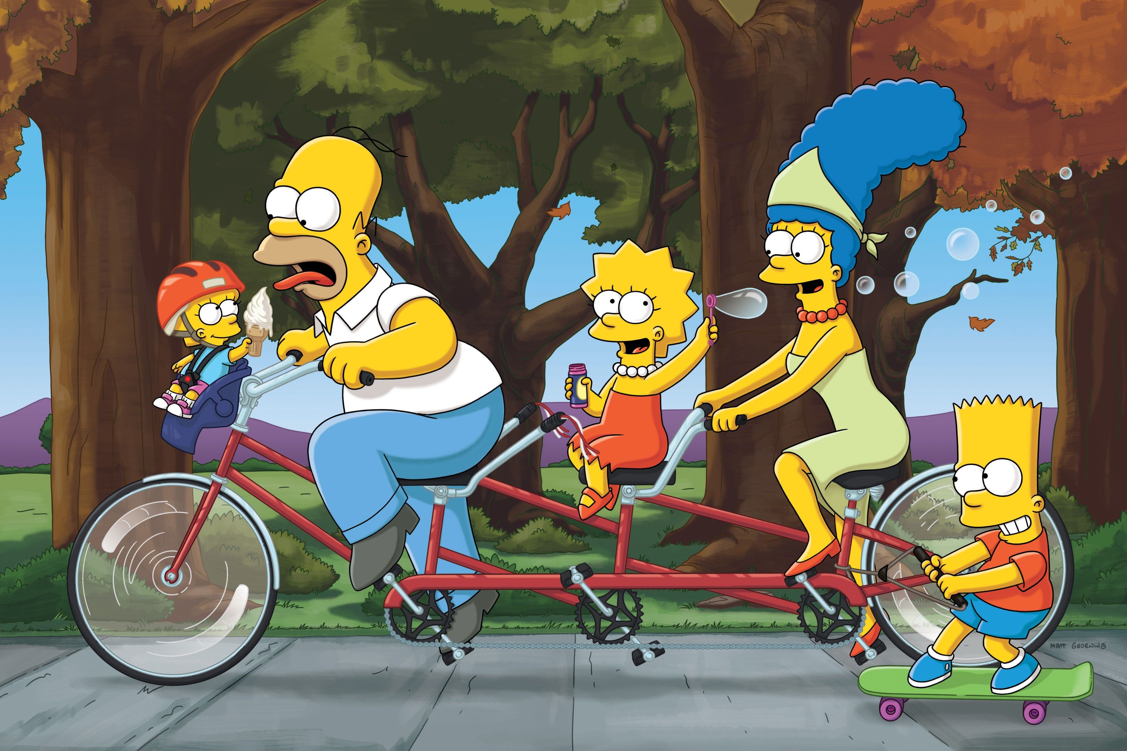 Famiglia Simpson in bicicletta, 3840x2560 4K, PC Desktop