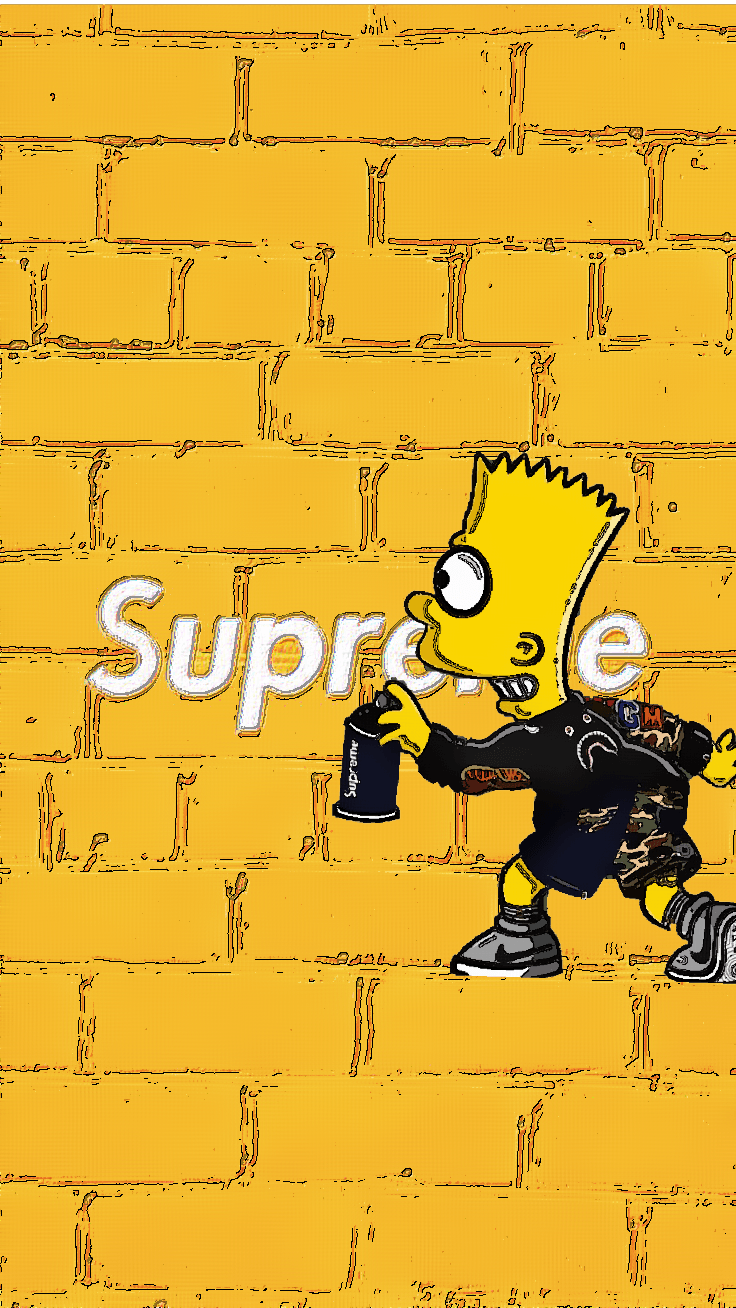 Bart Simpson graffiti Supreme, New York, 736x1308 Verticale, Telefono