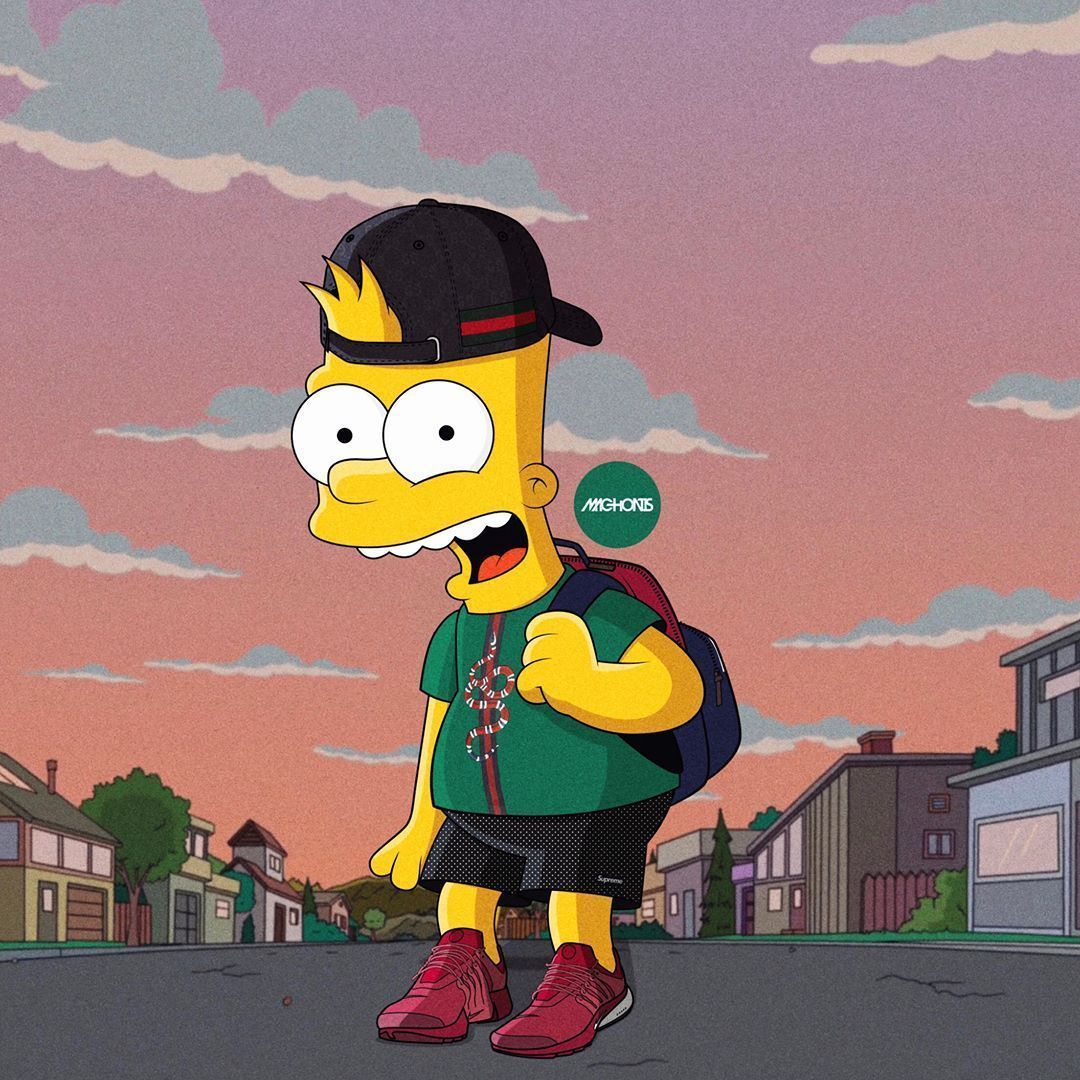 Bart Simpson con zainetto, serie animata, 1080x1080 HD, PC